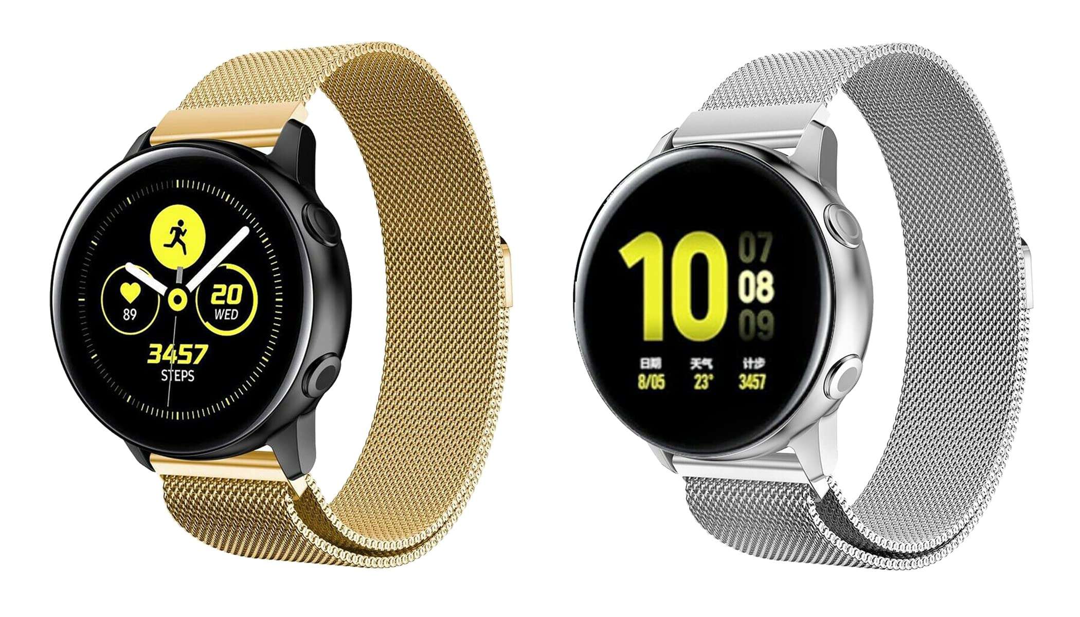 ACM Pack of 2 Watch Strap Magnetic Loop Compatible with Fastrack Reflex Hello Smartwatch Metal Chain Band (Champagne Gold/Silver) 3