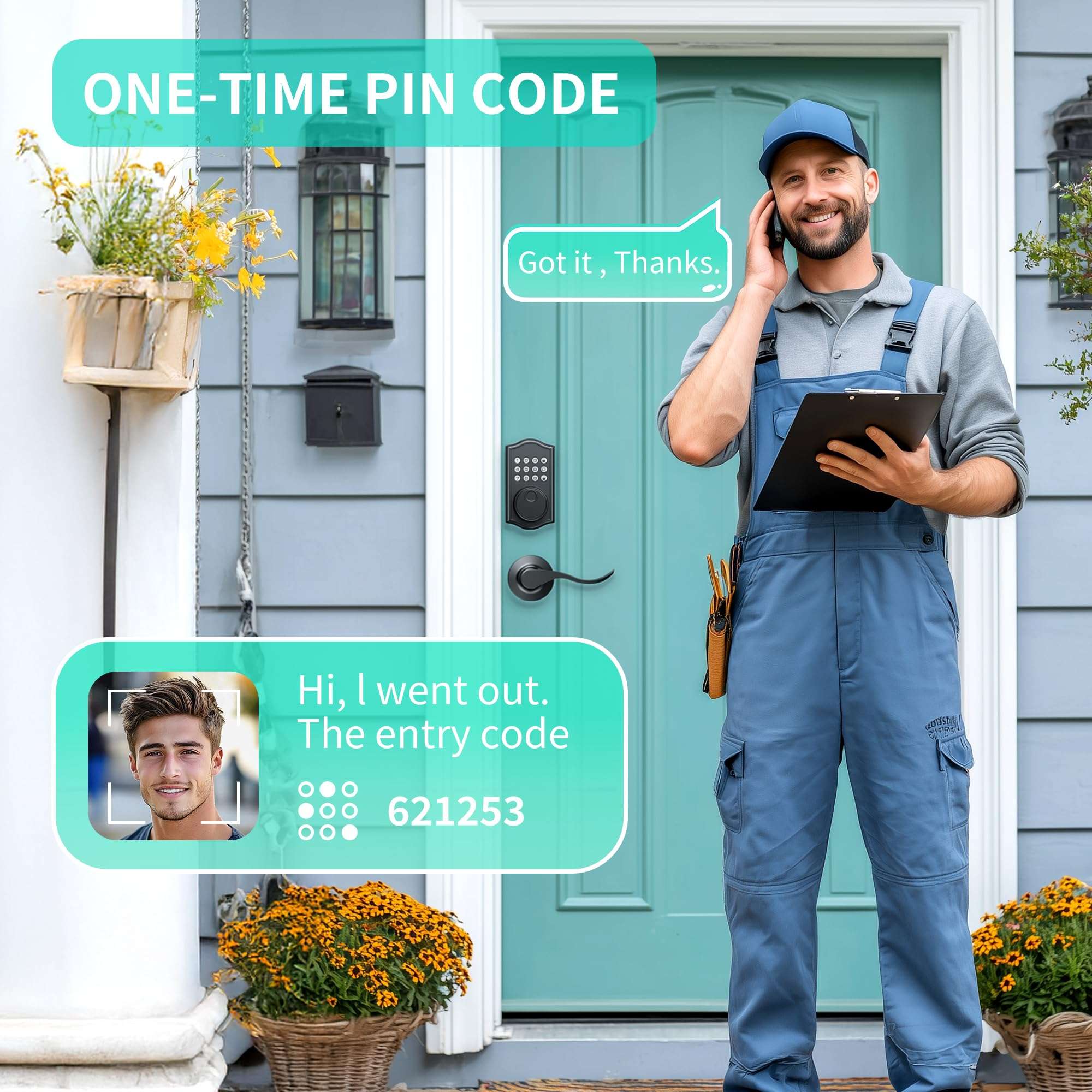 Keyless Entry Door Lock Deadbolt with Handle Set,Fingerprint Smart Locks for Front Door,Backlit Digital Keypad Deadbolt with 2 Keys - Auto Locking - Easy Installation-Left/Right Doors (Matte Black) 6