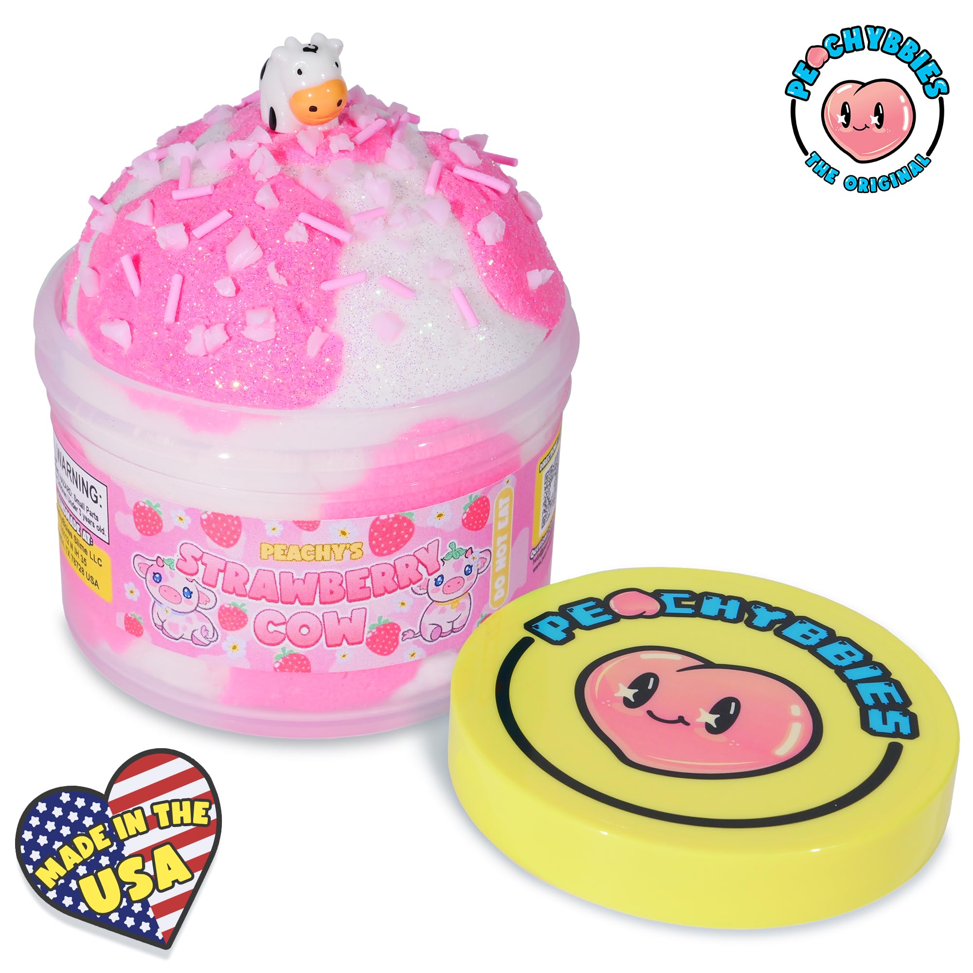 Peachybbies Strawberry Cow Cloud Slime - Made in USA Premium, 100% Authentic, 7 oz., Scented for Kids, ASMR, Slime Charms, Fidget Toys 2