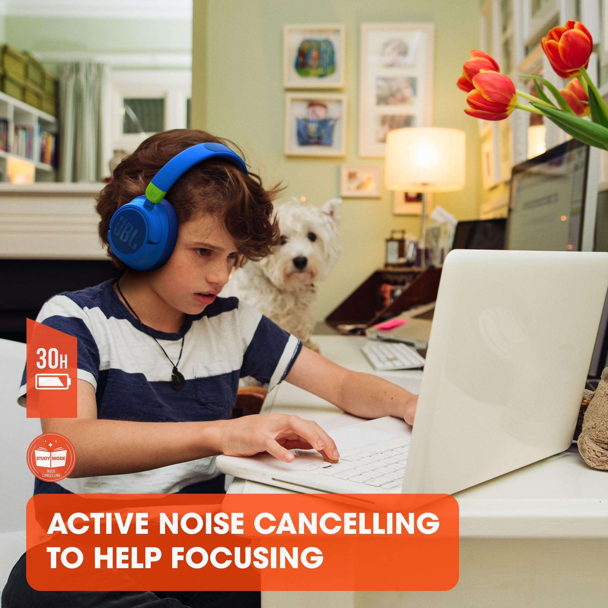 JBL JR 460NC - Wireless Over-Ear Noise Cancelling Kids Headphones - White 4