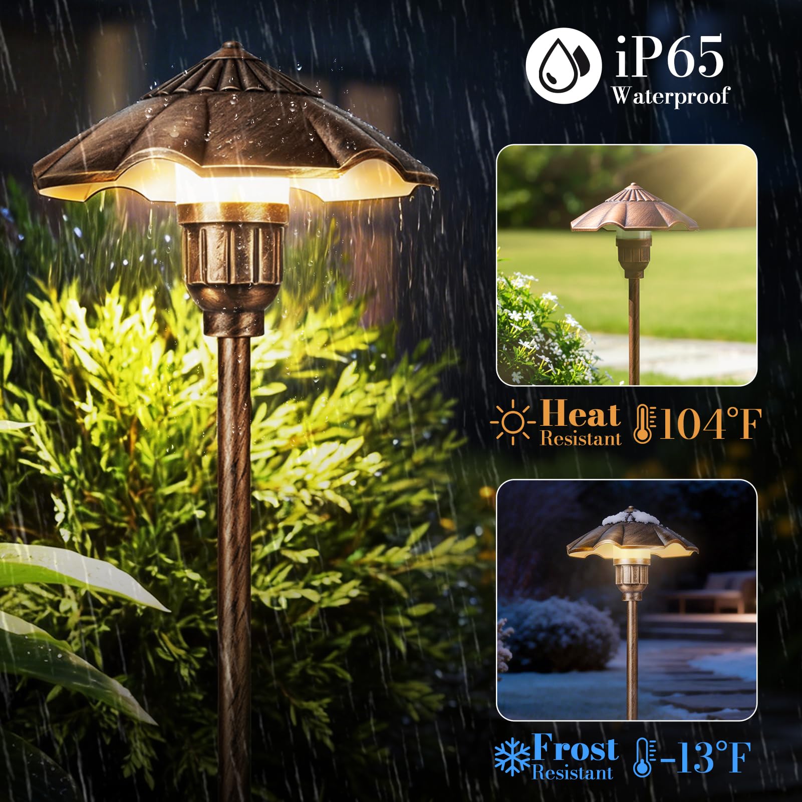 LEDLampsWorld Low Voltage Pathway Lights Wired, 5W, 12-24V AC/DC, 2900K Landscape Lighting Kit, IP65 Outdoor Waterproof Light for Yard Lawn Garden, Cast-Aluminum LED Walkway Lights, 6 Pack 4
