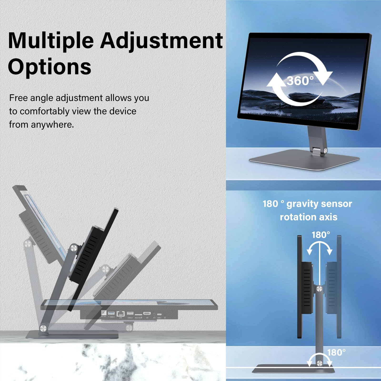 15.6" All-in-One Desktop Computers, FHD 180°Adjustable Touchscreen Win 11 Pro Industrial Computer Intel N100 8GB RAM/128GB ROM, HDMI 2.0 WiFi 5 Bluetooth 5.0 for Office/Automation/Kiosk/Bar/Warehouse 5