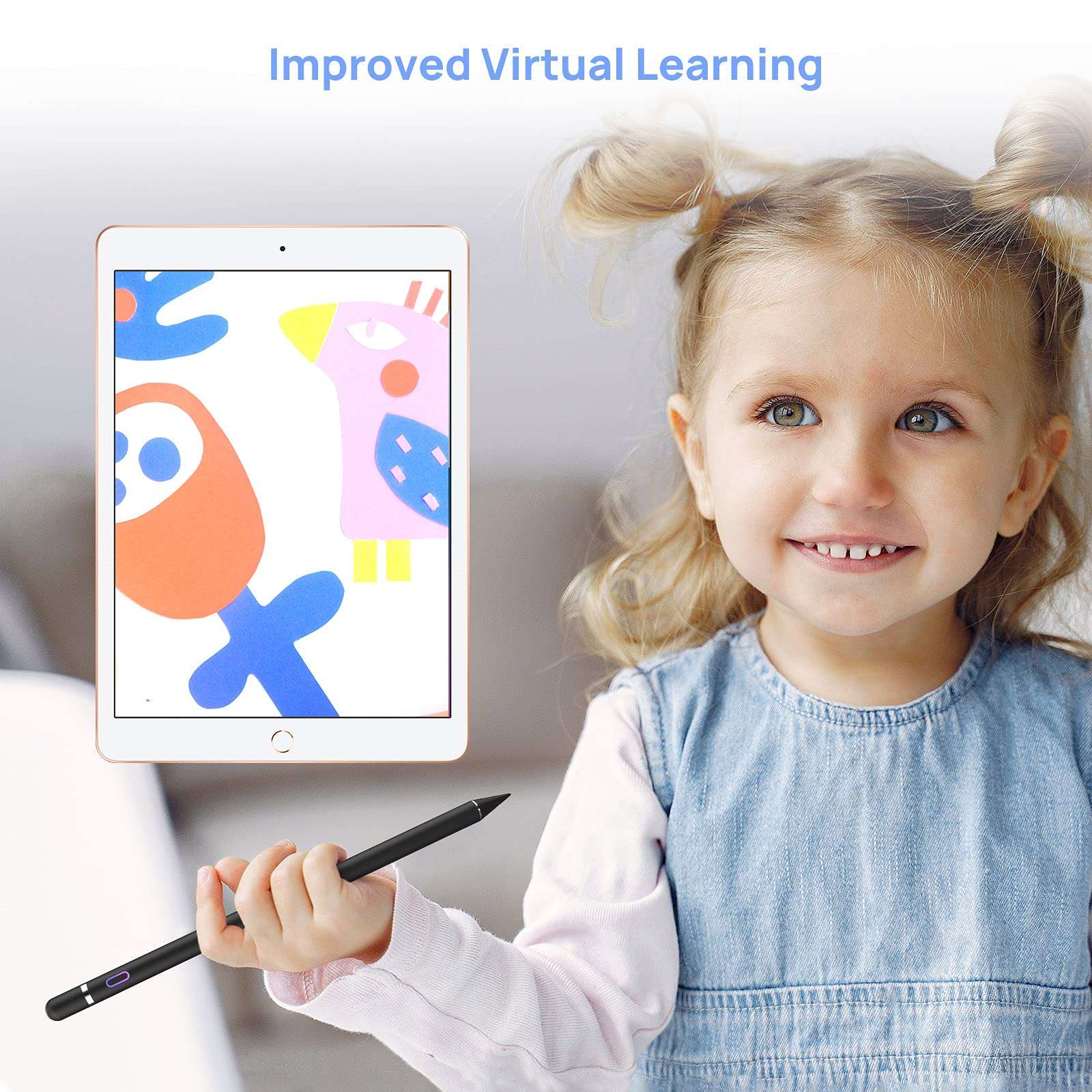 Stylus Pen for Touch Screens, Active Pencil Smart Digital Pens Fine Point Stylist Compatible with iPhone iPad Pro Air Mini and Other Tablets 5