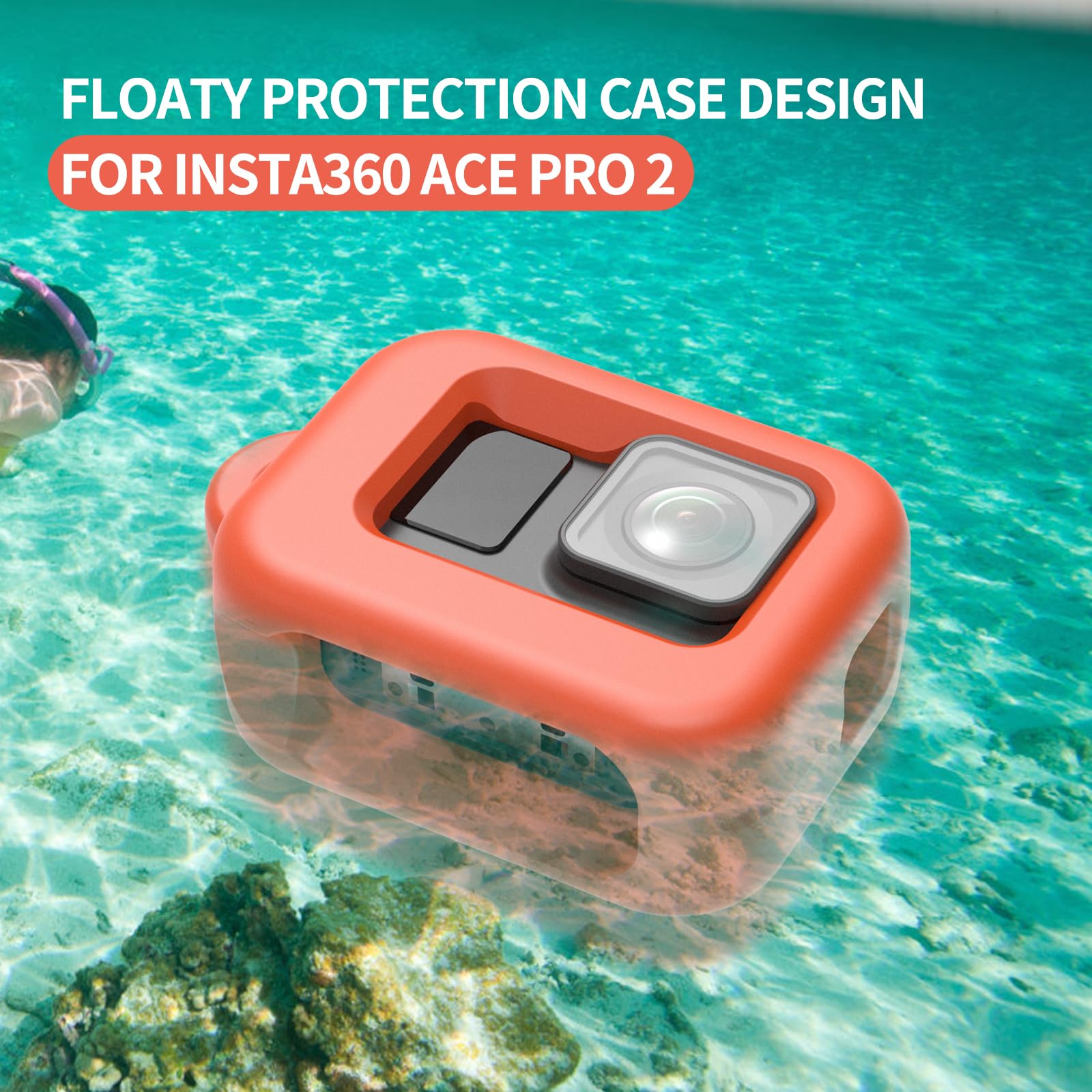 Diving Floaty Protection Case for Insta360 Ace Pro 2 Action Camera,EVA Floating Case with Adhesive Safety Buckle Anchor,Screw for Surfing,Wakeboarding and Other Sports 4