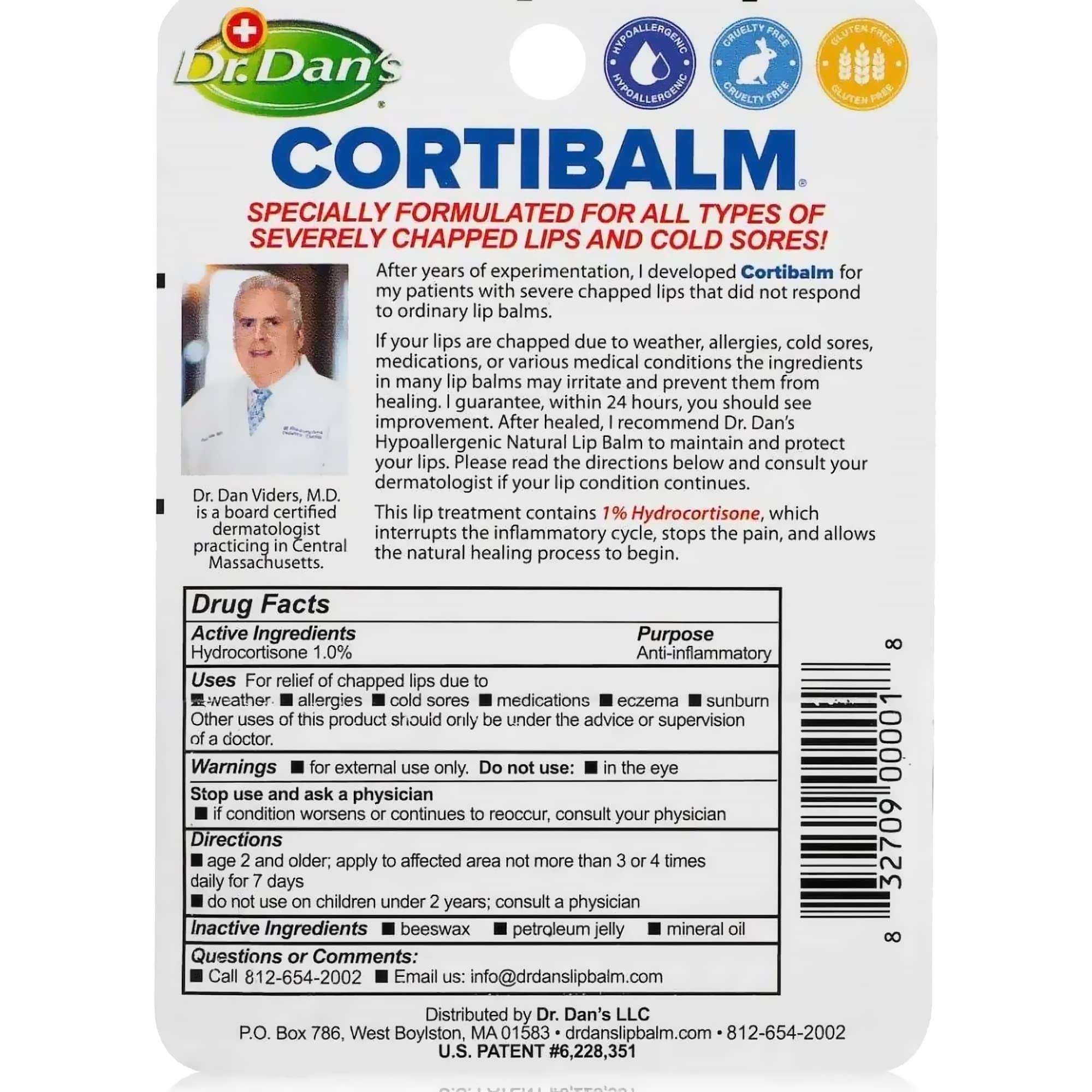 Dr. Dan's Cortibalm- 2 Pack- for Severe Chapped Lips and Cold Sore Relief 2