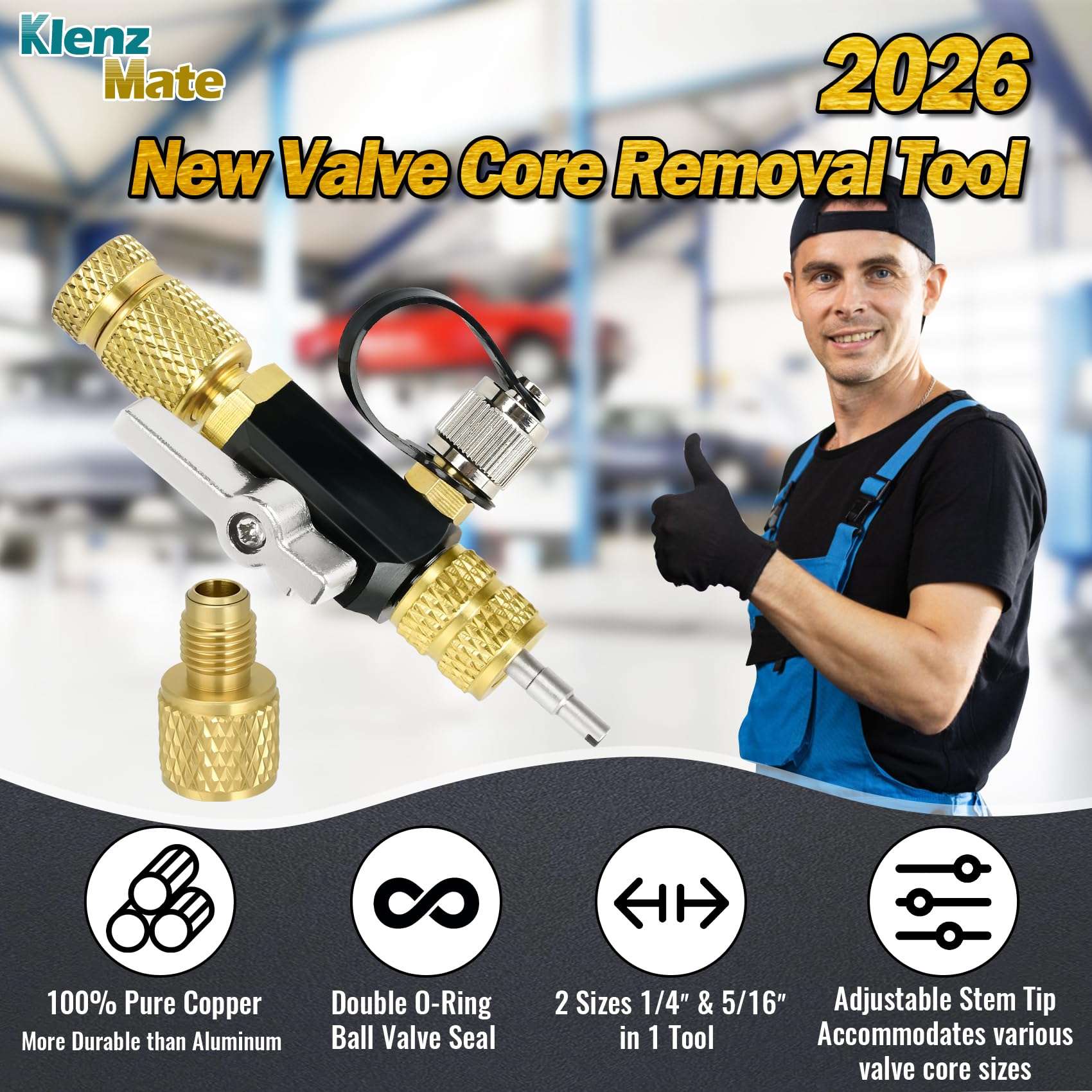 2026 New Valve Core Removal Tool,2 Sizes 1/4″& 5/16″ in 1 Tool,Fast Recovery&Evacuation,Mega Flow Vacuum-Rated Core Removal Tool HVAC,20 Microns Vacuum,Essential HVAC Tools,For Full&Unrestricted Flow 4