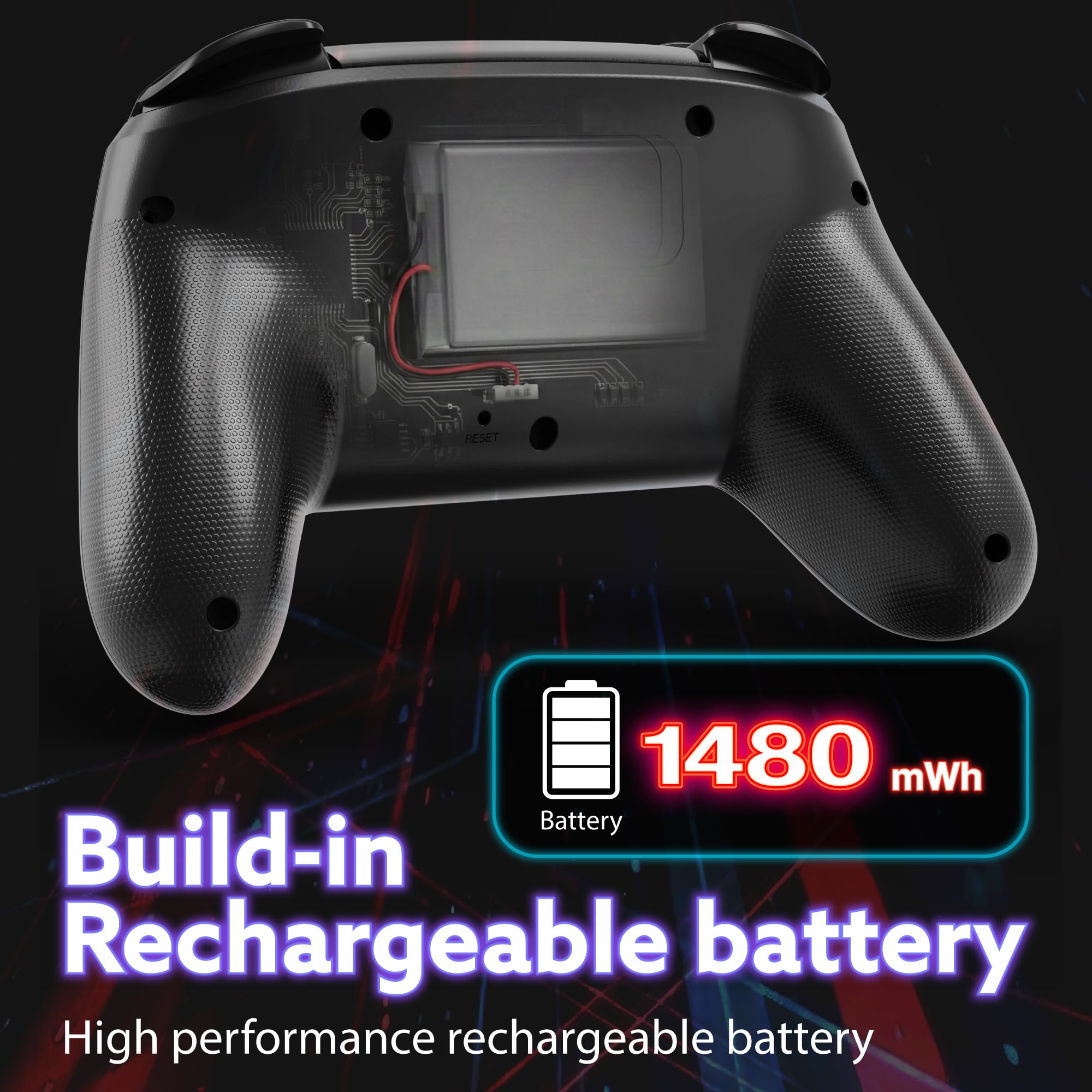 Fosmon Wireless Controller Compatible with Switch 2/1/Lite/OLED/Steam Deck/Android/iOS (Wired Mode for PC) Gaming Pro Controller with Turbo, Motion Control, Vibration, Digital Triggers, USB-C Charging 6