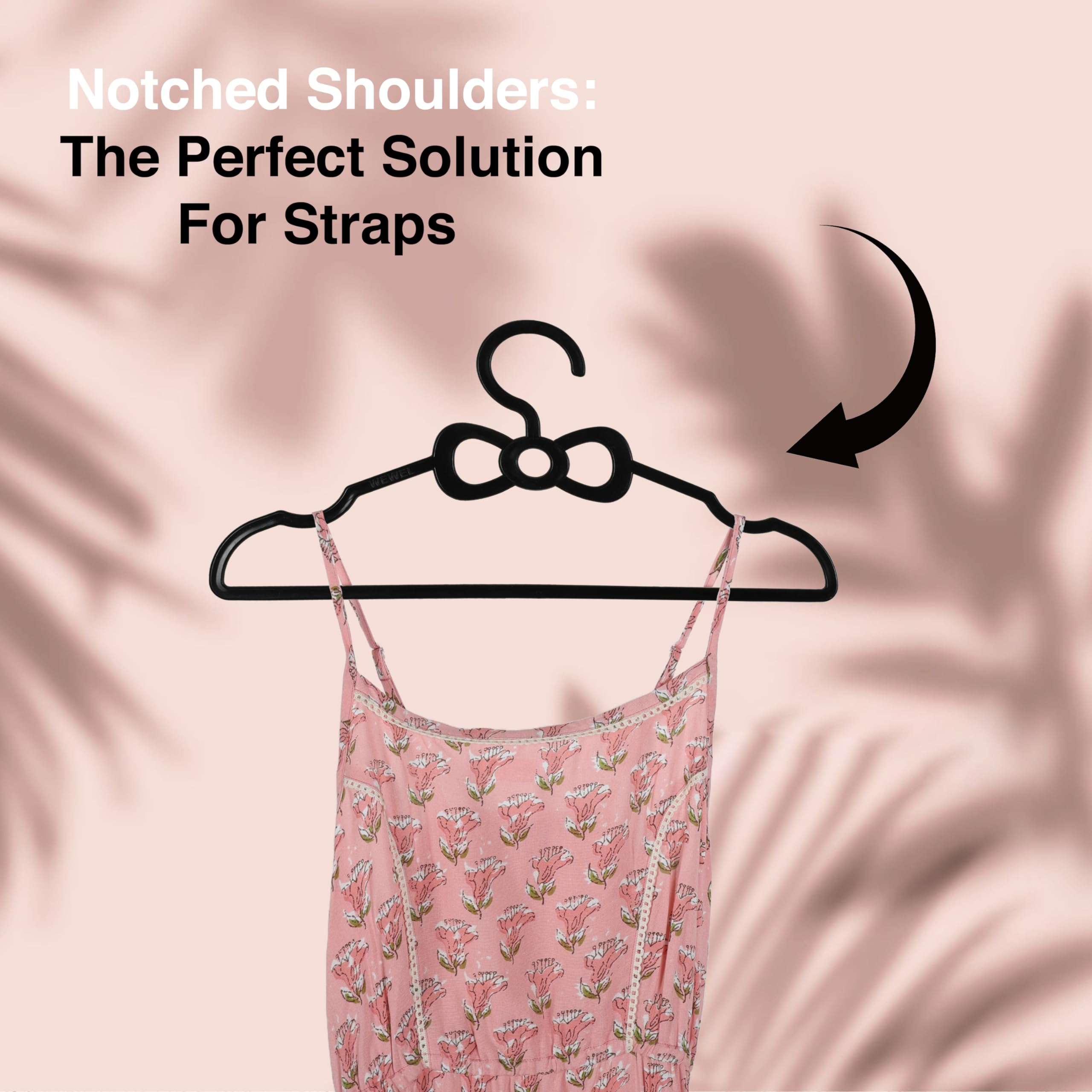 WEWEL Plastic 25 Pack Premium Clothes Hangers for Hanging Cloths, Elevate Your Wardrobe Organization in Multicolors with Cloth Hanger (Black, 25) 3