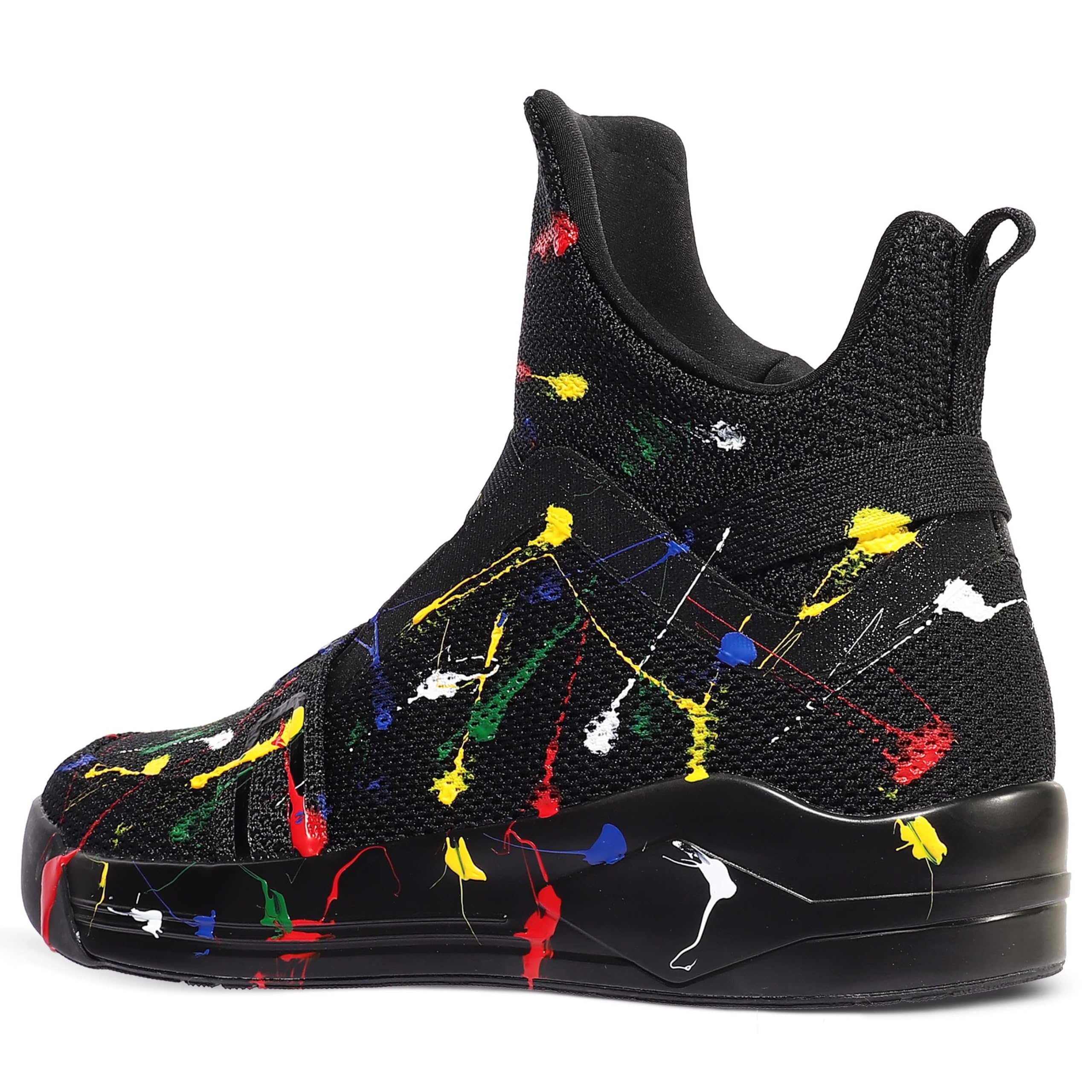 Soulsfeng Black High Top Sneakers for Men 5.5 Fashion Colorful Spray Stylish Skateboard Basketball Walking Shoes 3