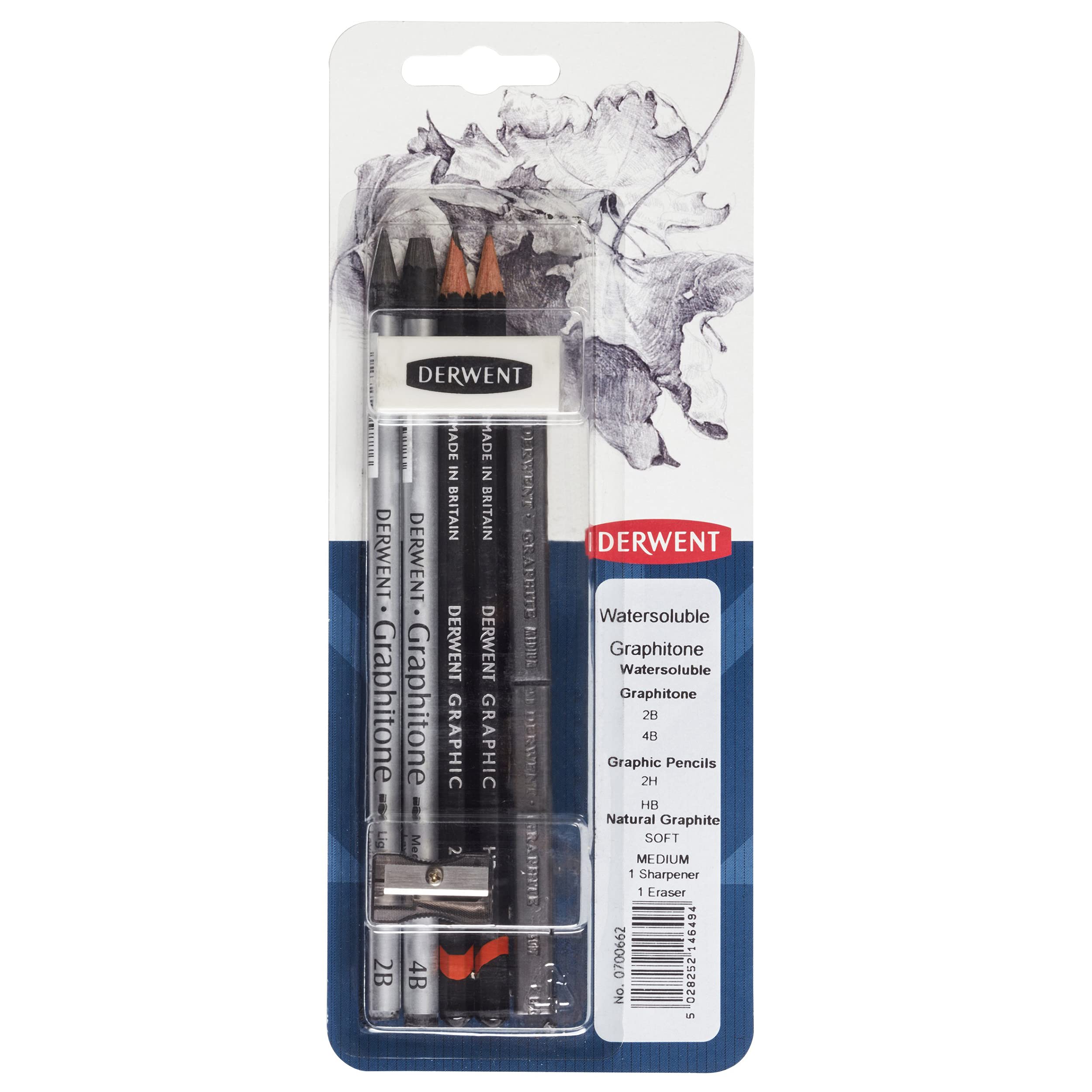 Derwent Watersoluble Graphitone Mixed Media Blister with Eraser and Sharpener 1