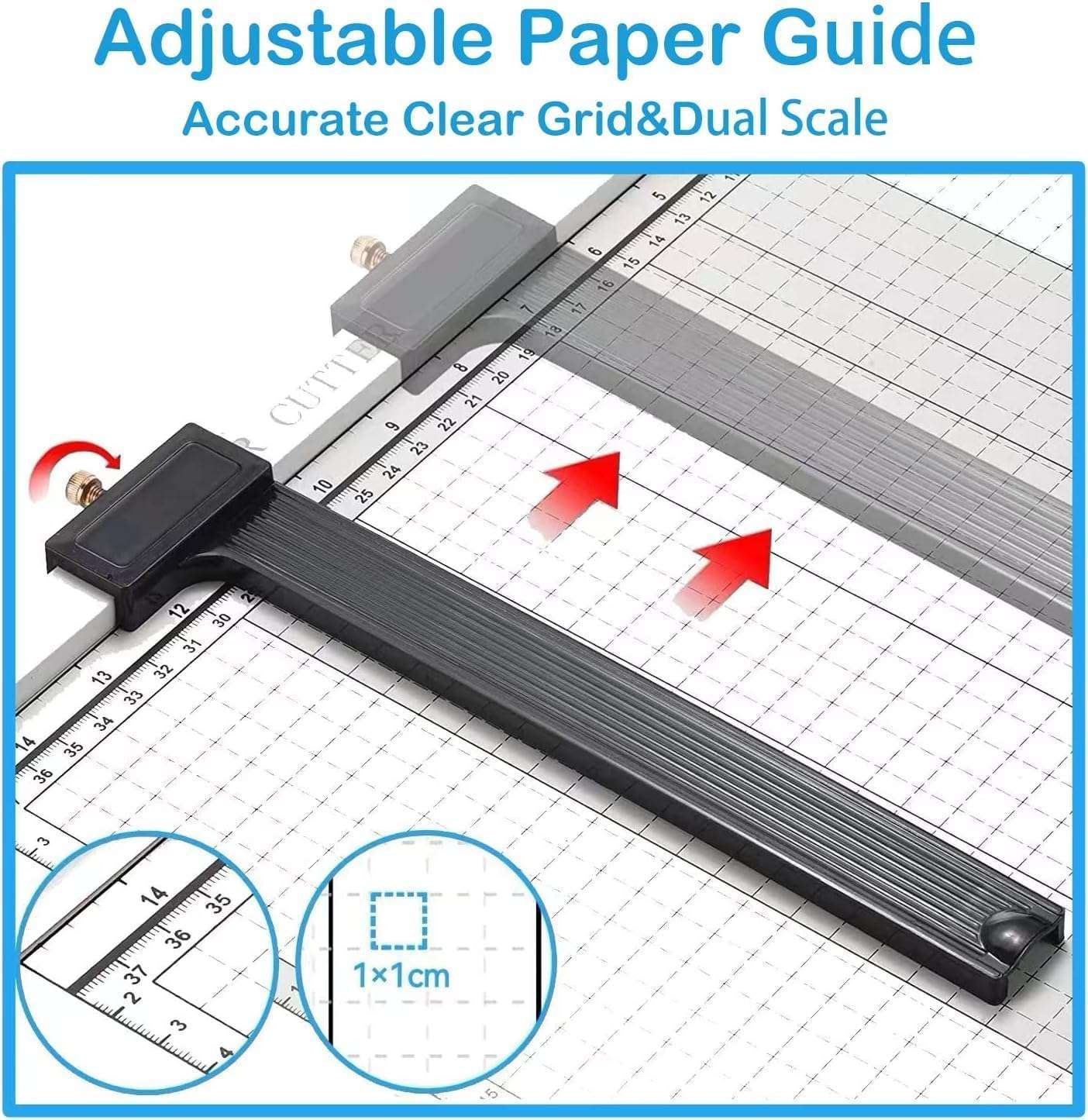 Paper Cutter for Cardstock Heavy Duty 12 inch, 12" Cut Length Guillotine Paper Trimmer for Cardstock Metal Base, 12 Sheets Capacity, for Home Office Classroom School 5