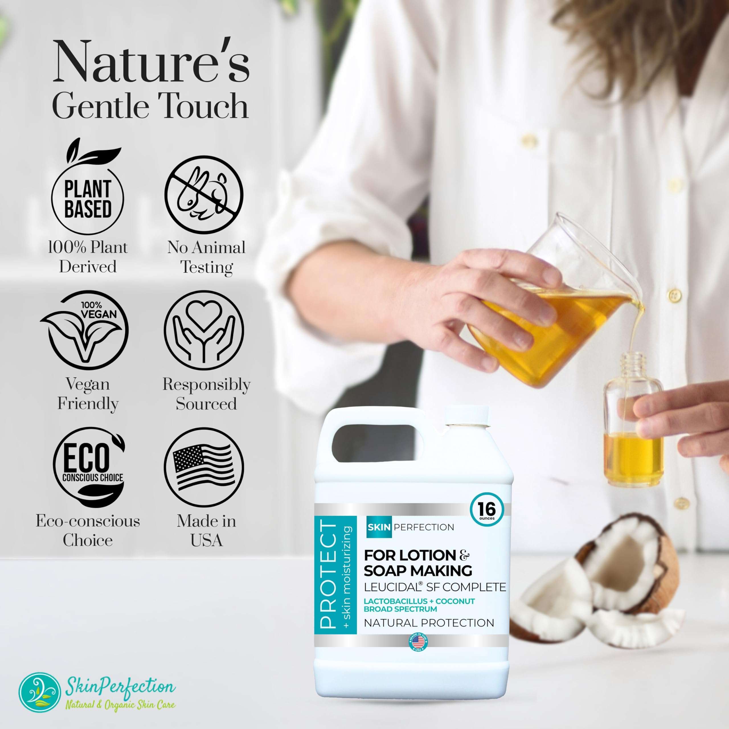 Skin Perfection Leucidal SF Complete Advanced Protection Natural Preservative Alternative Lactobacillus Coconut Soap, Skincare, Cosmetics, and Lotion Making 16 ounce 6