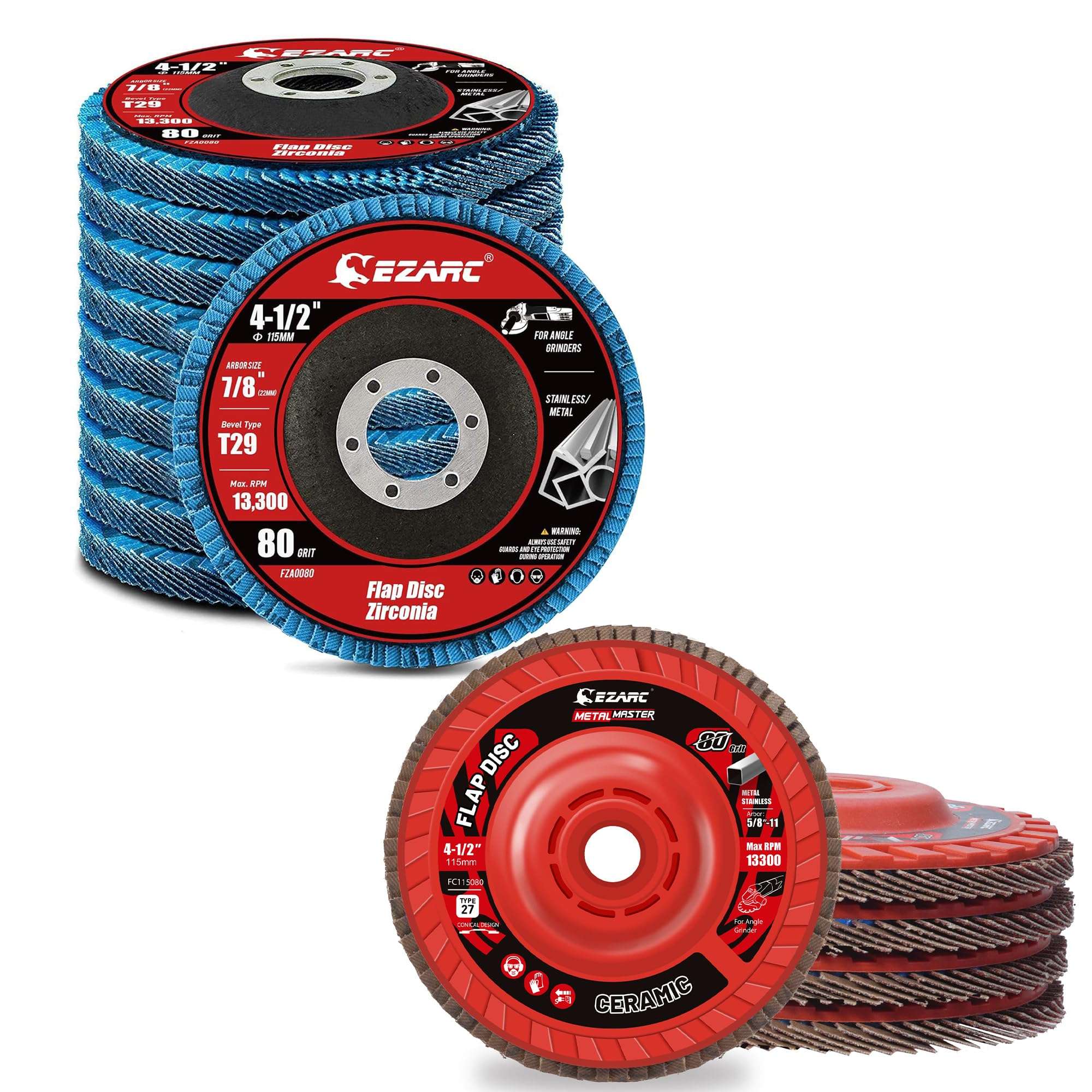 EZARC Standard Version & Ceramic Grain Flap Discs 80 Grit 1