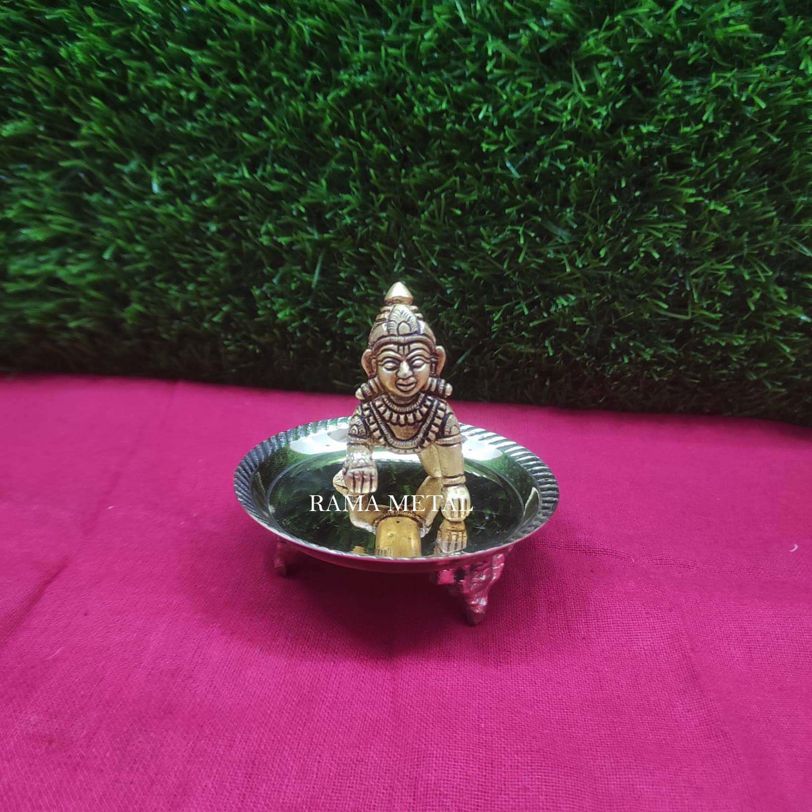 RAMA METAL Brass LADDU Krishna Statue | Brass Child Krishna Idol 1