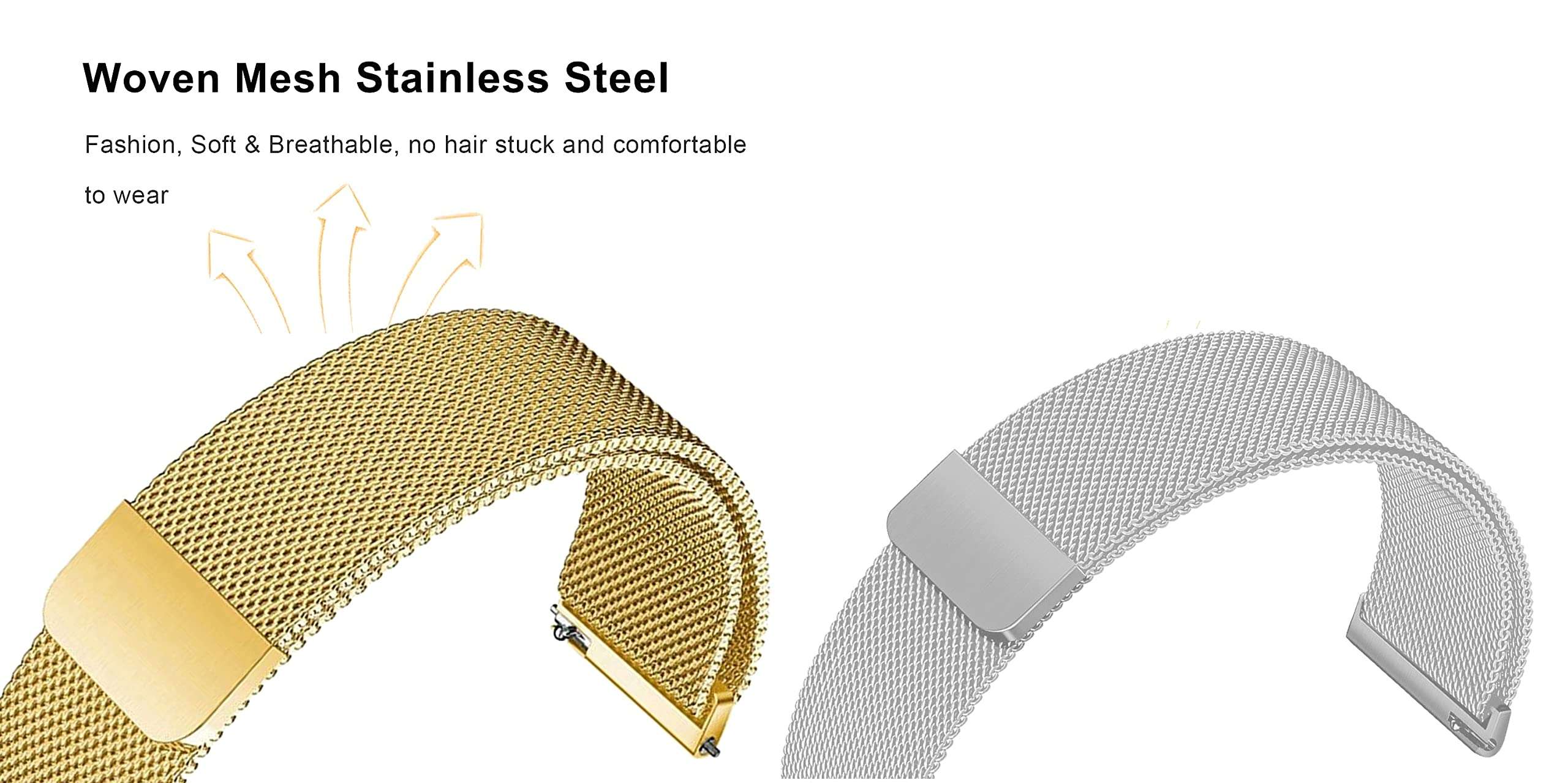 ACM Pack of 2 Watch Strap Magnetic Loop Compatible with Fastrack Reflex Hello Smartwatch Metal Chain Band (Champagne Gold/Silver) 5