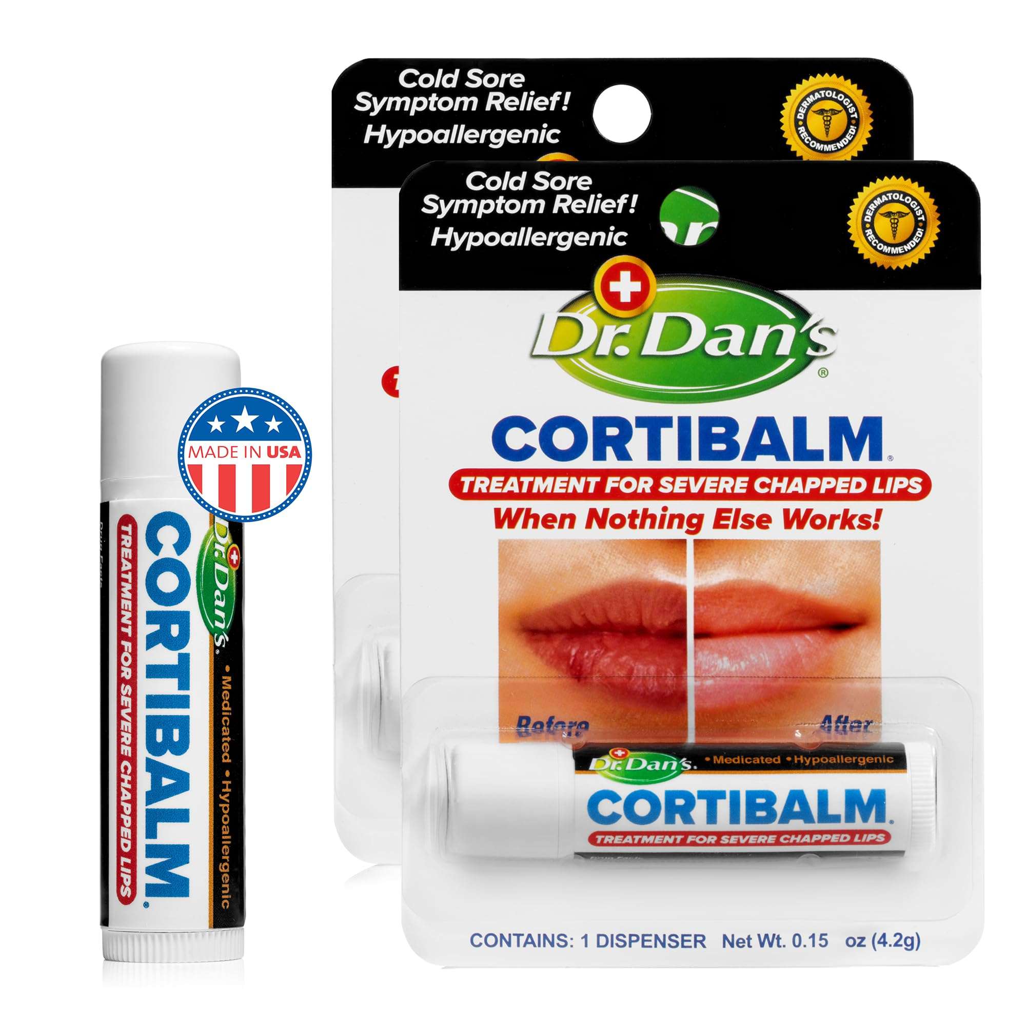 Dr. Dan's Cortibalm- 2 Pack- for Severe Chapped Lips and Cold Sore Relief 5