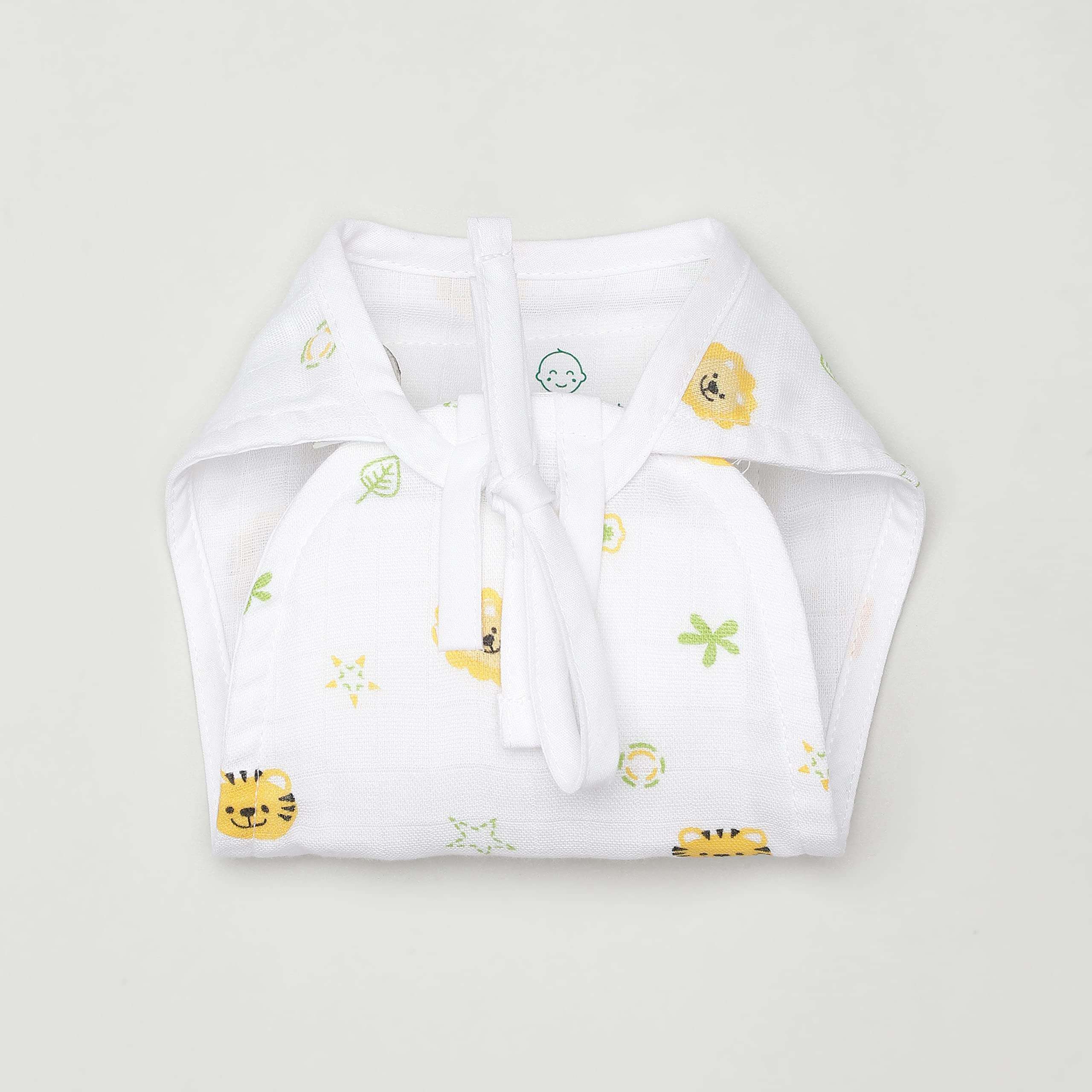 The Boo Boo Club 100% Muslin GOTS certified Organic Cotton Button Jhabla and Nappy Set | Perfect for Summer | Sleeveless Vest | Summerwear Jhabla Langot | 0 to 3 Months | Pack of 4 5