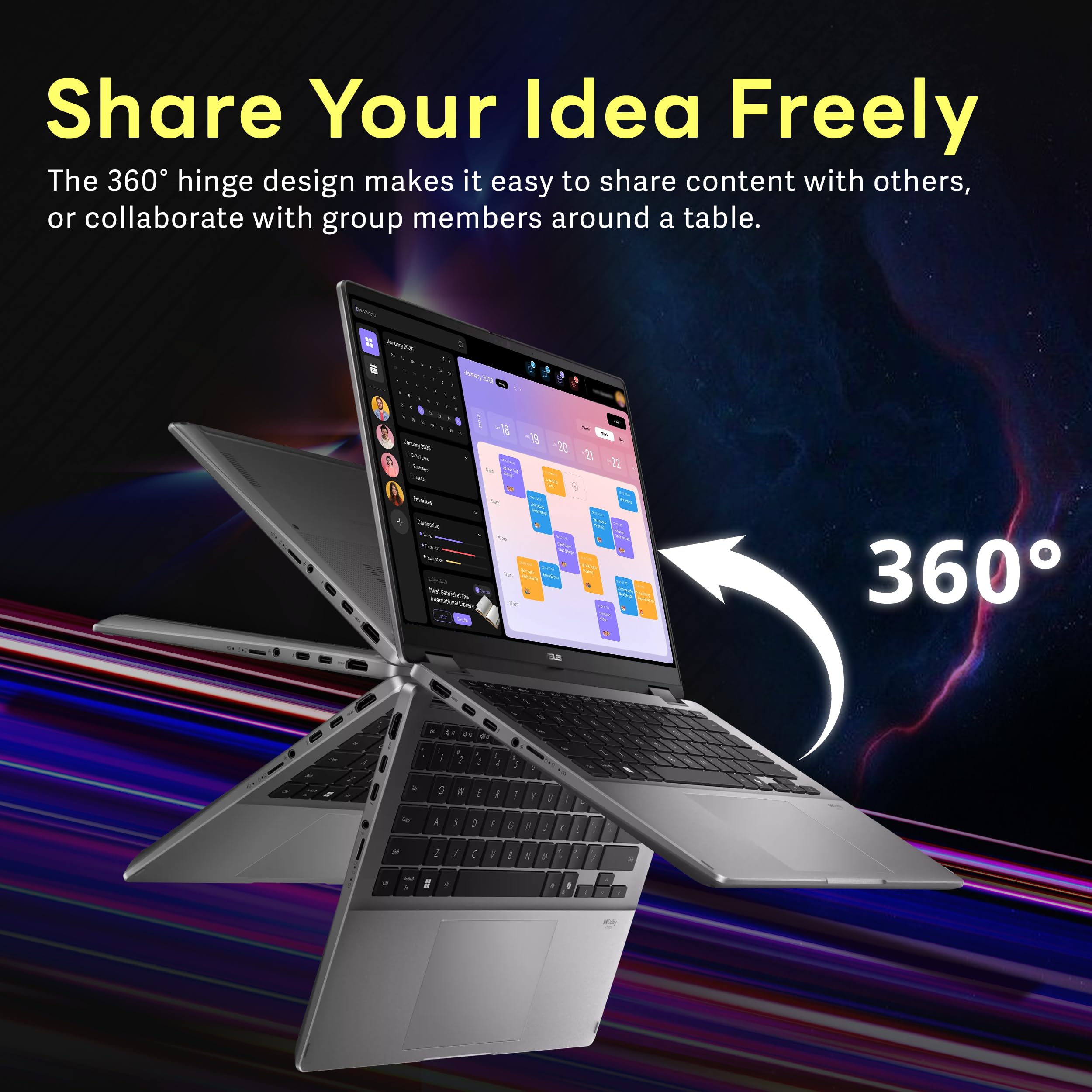 ASUS Vivobook Flip 14" 2-in-1 WUXGA Touch Laptop, Intel Ultra 7 256V, 16GB LPDDR5, 3TB Storage (2TB SSD+1TB Docking Station), Intel Arc Graphics, Backlit Keyboard, Webcam, Wi-Fi 6, Win11 Pro, Gray 6