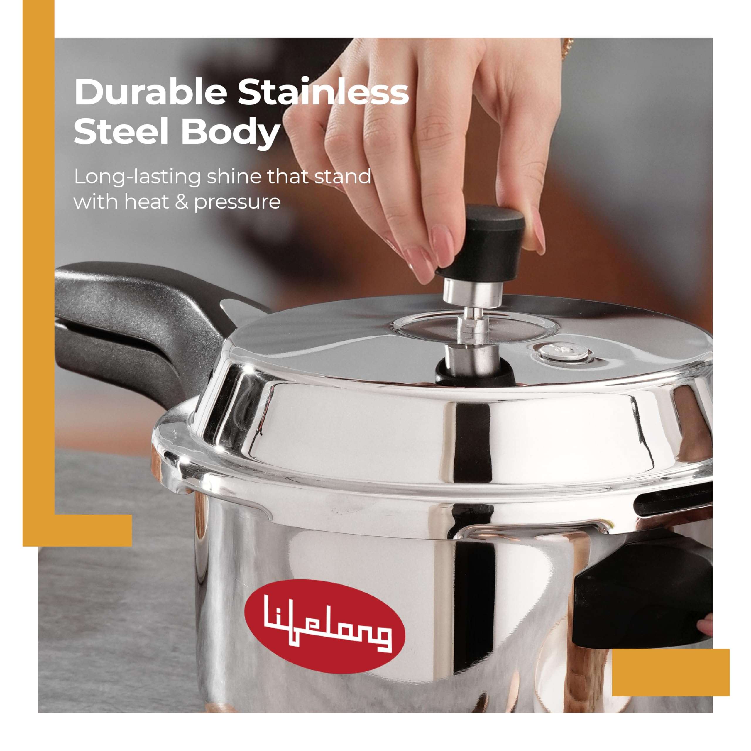 Lifelong 2 Litre Triply Stainless Steel Pressure Cooker for Kitchen | 2.5mm Thickness | Gas & Induction Compatible | Fast & Even Heating | Spillage Control Lid |Easy to Clean Wide Base | BIS Certified 5