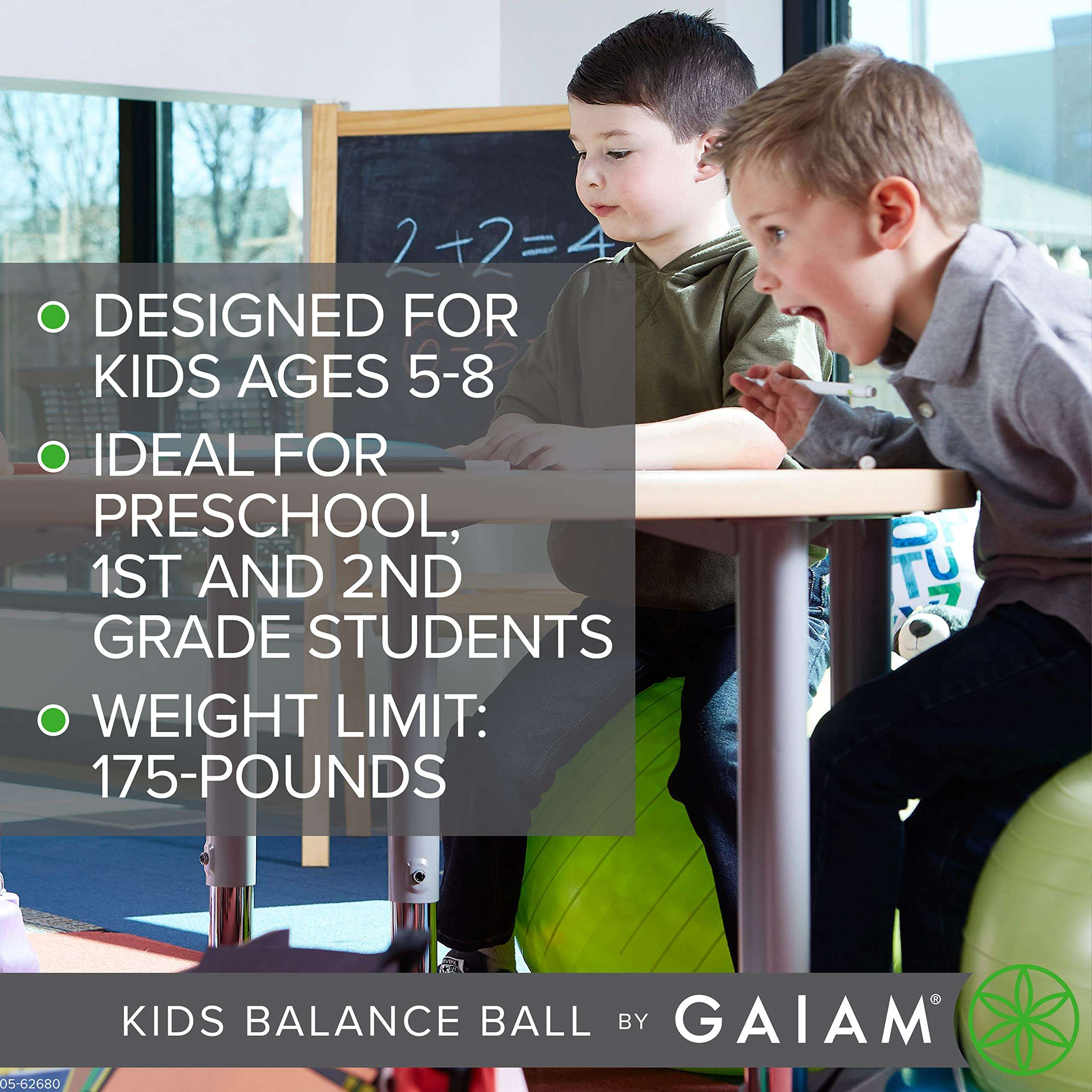 Gaiam Kids Balance Ball Chair - Extra Balance Ball for Kids, Green, 38cm 3