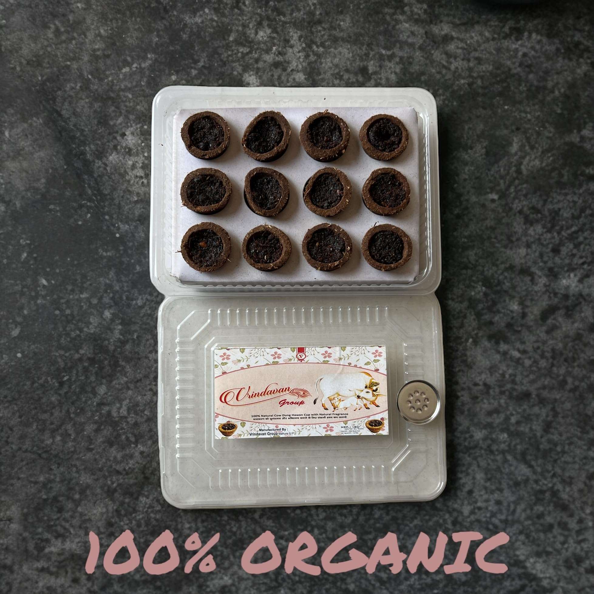 VRINDAVAN Havan Cups for Pooja, Home & Festivals | Natural Guggal/Loban Dhoop Original | Dhoop Cones | Pack of 1,2,4,8 (12 Cups/Pack + 1 Burner Plate/Pack) (4) 5