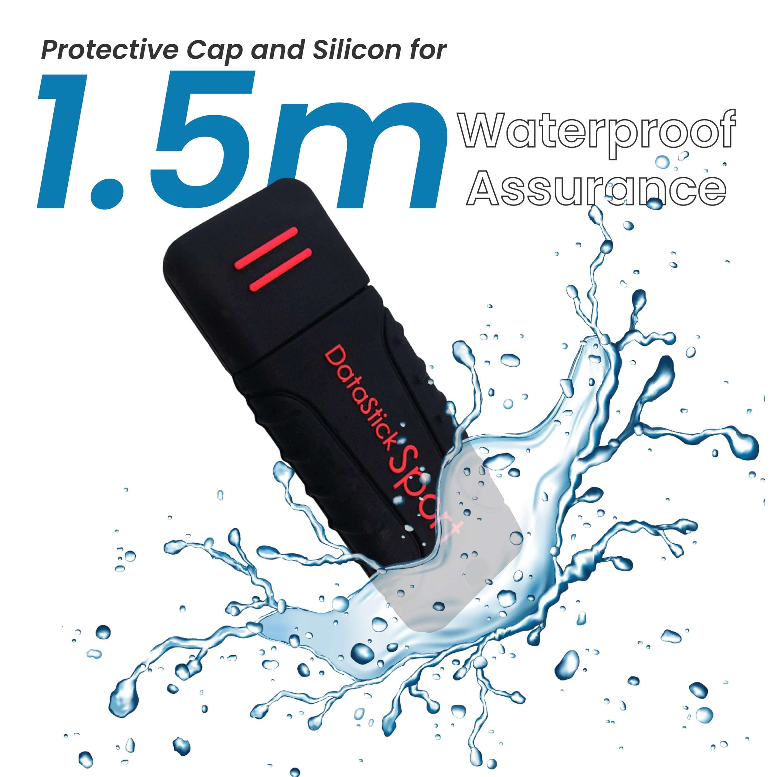 Centon Electronics DataStick Sport USB 2.0 Flash Drive, Waterproof USB Drive, Shock-Resistant Silicon Case, Versatile USB Stick, 8 GB Storage Capacity, Black, Pack of 10 2
