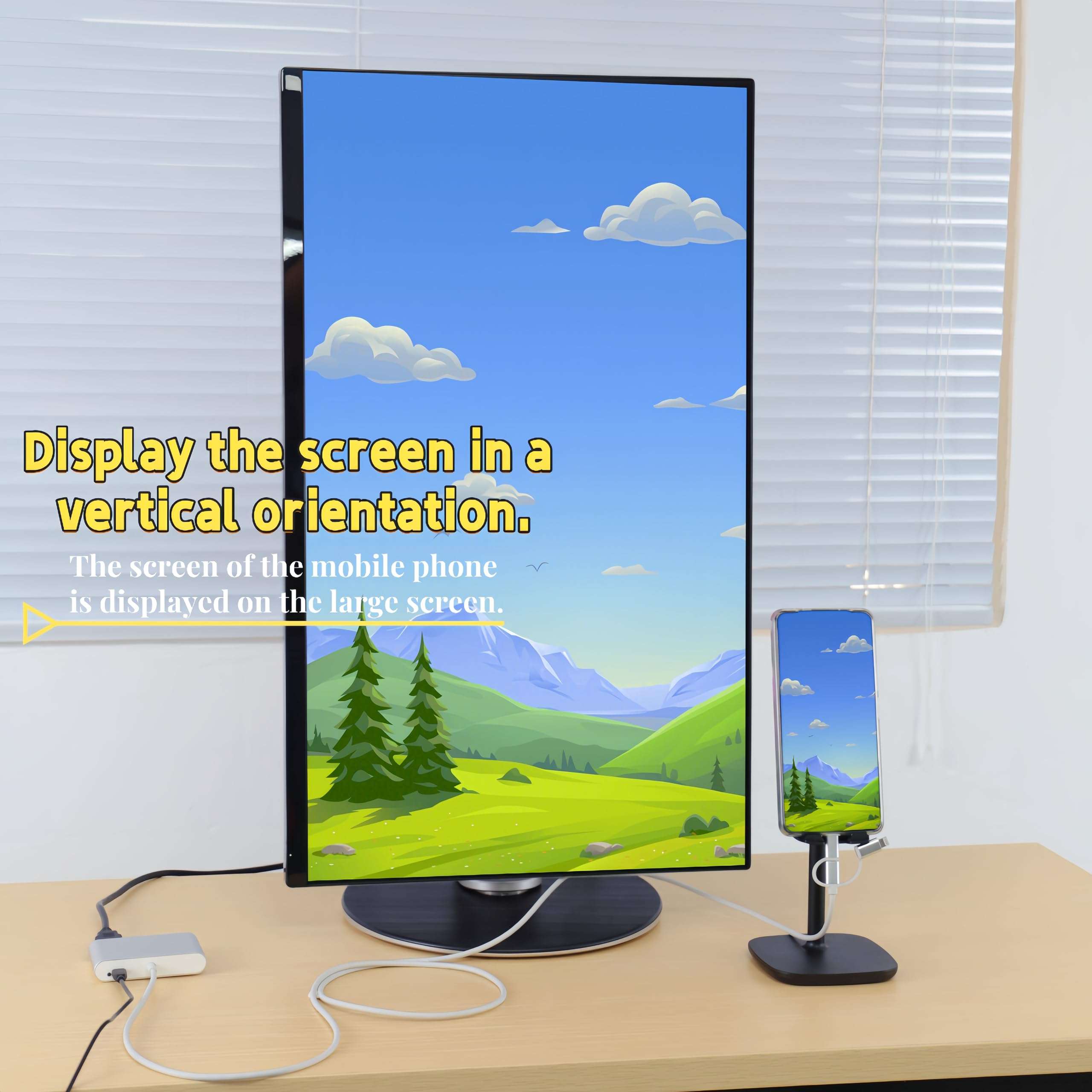 Watlq 3-in-1 USB C to HD/VGA/Audio Adapter,Type-C Wired Screen mirroring Connect Cable,Casting/Phone to TV/Projector/Monitor,Sync Video and Sound,Compatible with iOS/Android/Tablets 1080P HD Display 6