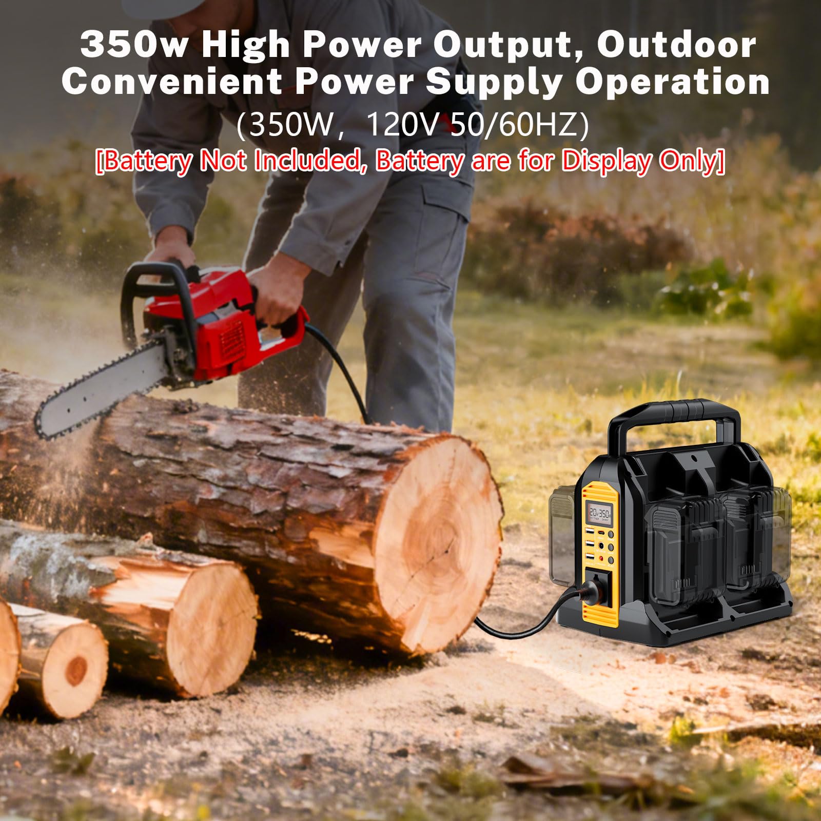 Mewryytuo Power Inverter 4-Port for DeWalt 20V Battery, 350W Power Supply Inverter Pure Sine Wave, Converter DC 18V to AC 120V for Outdoor & Emergency Power Supply [ Battery Not Included ] 5