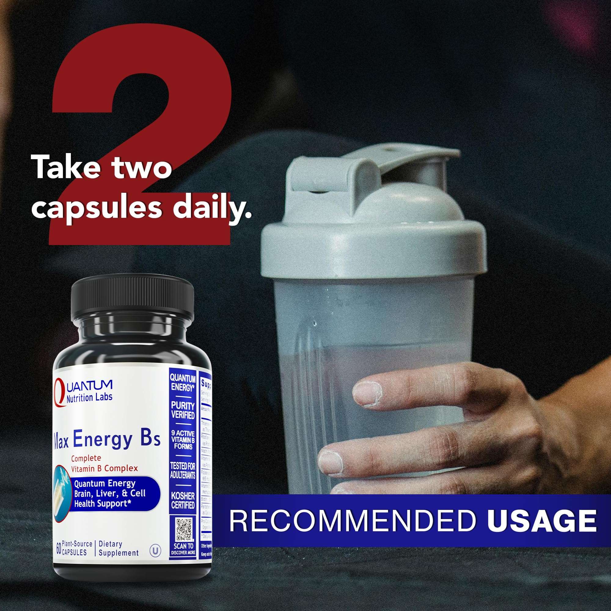 Quantum Nutrition Labs Max Energy Bs - Vitamin B Complex, Methylated B Complex Vitamins with Vitamin B1, B6, B12, Thiamin, Folate and Biotin - 60 Vegetarian Capsules 5