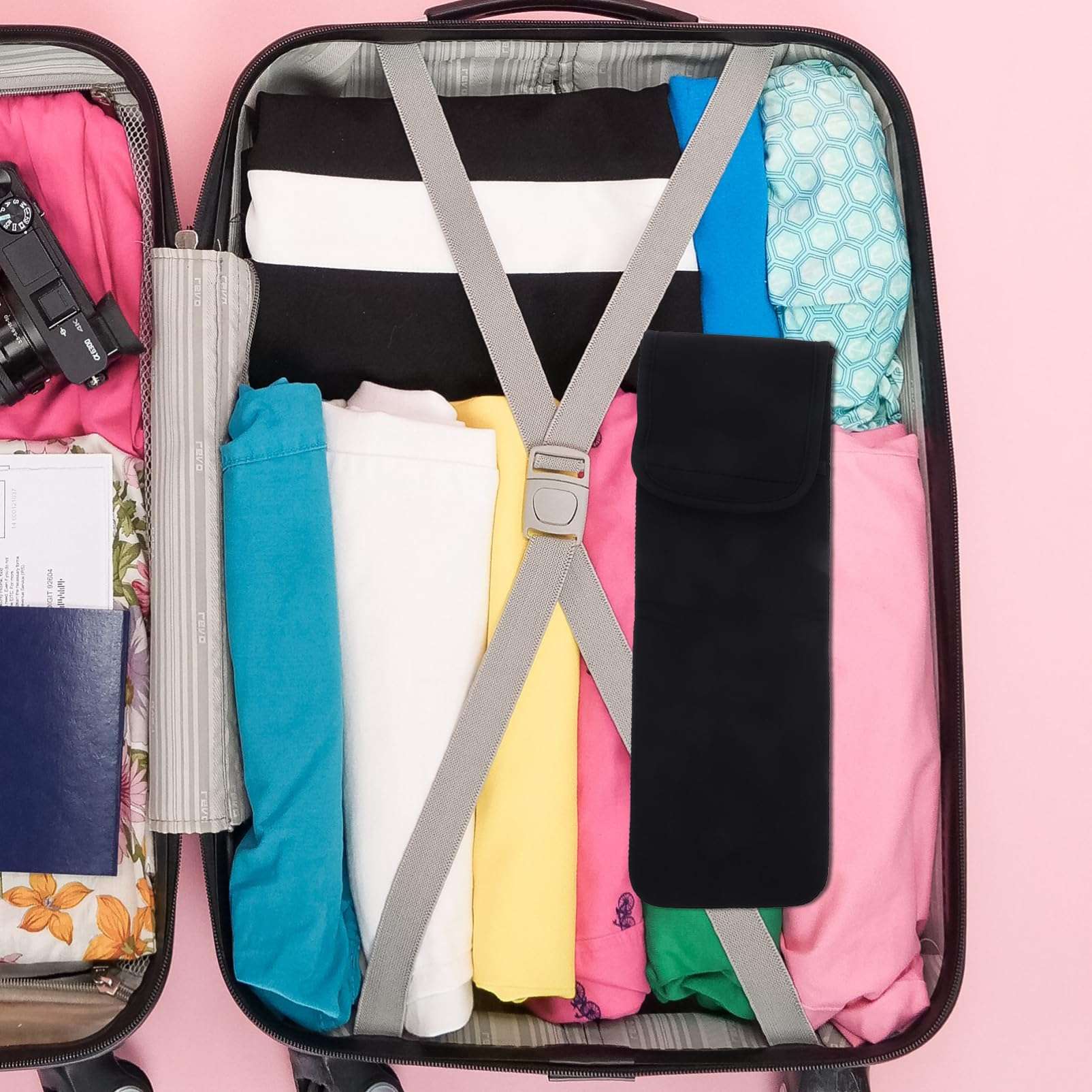 SOESFOUFU Hair Curler Protective Case Holder Hair Styling Tool Container Hair Dryer Case Hair Straightener Organizer Sundry Bag Suitcases Crimper Hair Tool Hair Styling Tool Bag Black Canvas 5