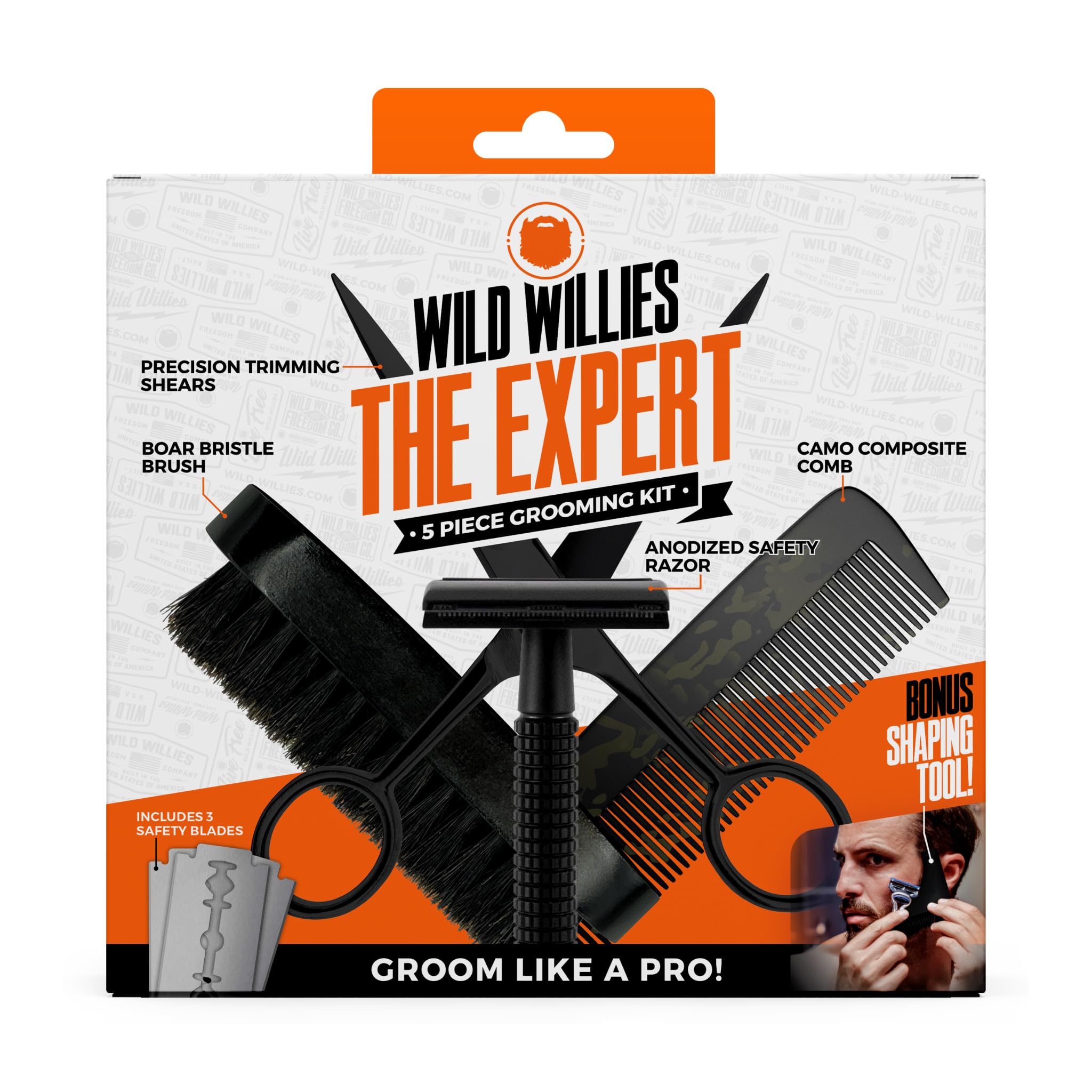 Wild Willies Complete Beard Grooming Kit for Men - Includes 5 Piece Grooming Kit, PROGRO Beard Shampoo Wash & Conditioner, & Premium Beard Oil for Daily Use, Hair Growth & Hydration 5