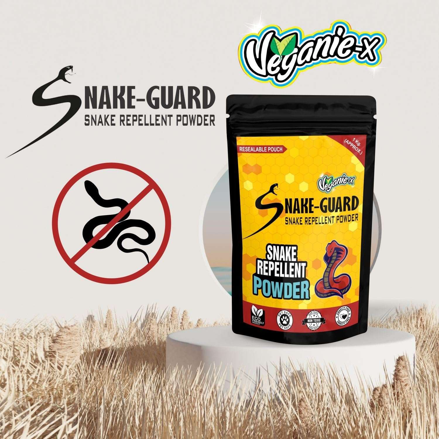 Veganie-X Snake Guard Snake Repellent Powder | Non-Toxic Safe Eco-Friendly Long-Lasting Protection | Snake Repellent for Outdoors Home-2 Kg, Pack of 2 6