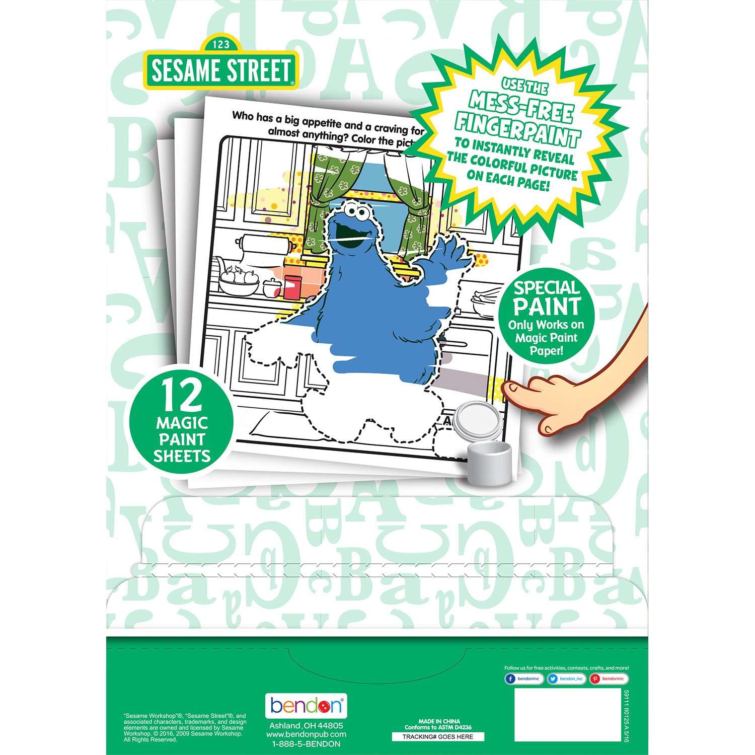 Bendon Sesame Street Imagine Ink Mess-Free Fingerpaint Set with 12 Coloring Sheets (59111) 2