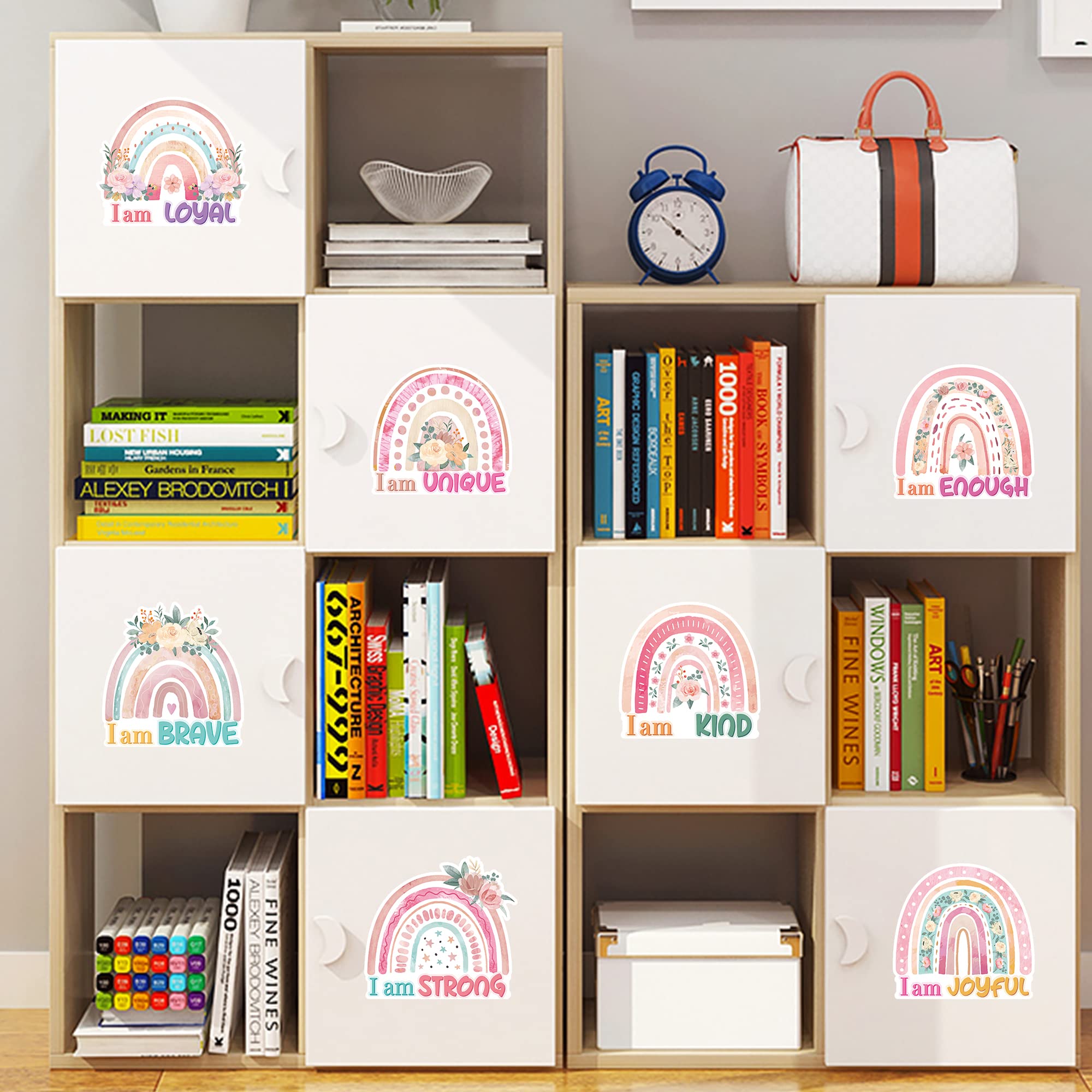 CY2SIDE Motivational Cutouts Bulletin Board - 63pcs Boho Rainbow Positive Sayings Cutouts with Flower Growth Mindset Inspirational Quotes for School Classroom Bulletin Board Decoration 4