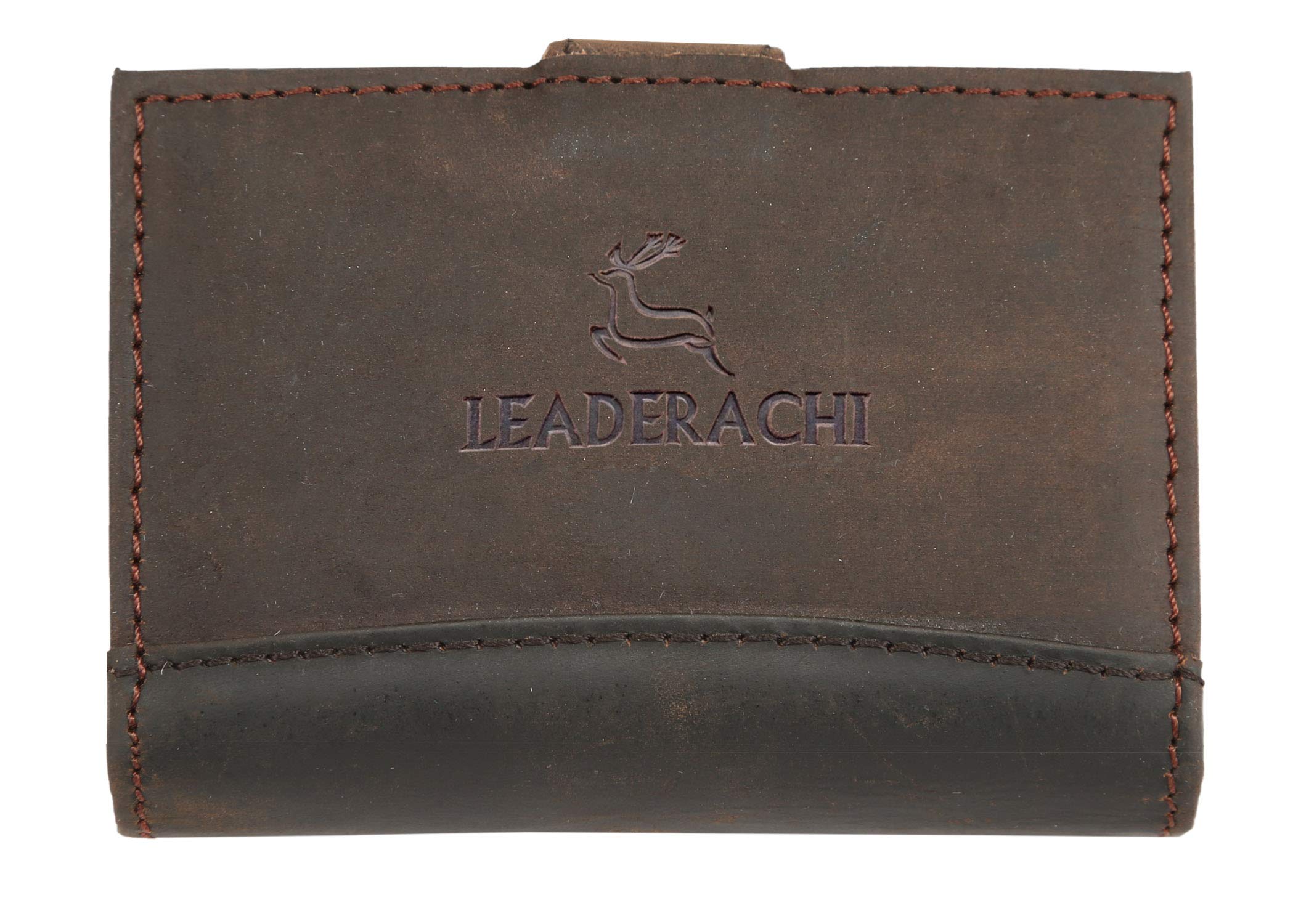 LEADERACHI Brown Leather Men's Card Case 6