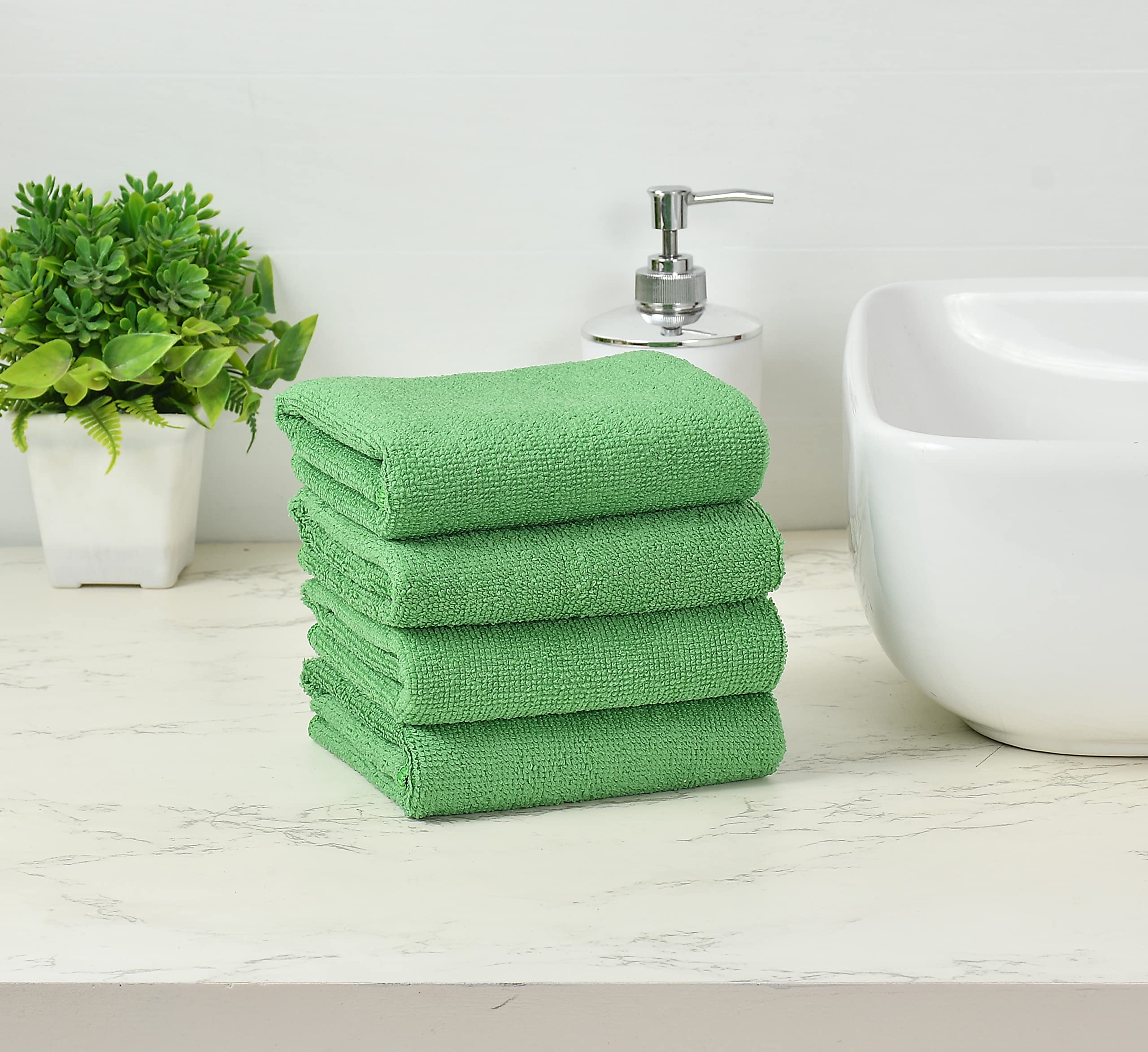 Megakleen Microfiber Vehicle Washing Cloth Car Cleaning Clothes, Extra Thick Microfiber Cleaning Cloths Perfect for Home, Kitchen, Cars, Furniture and More Pack of 1-40x60 Cms Green Color 5