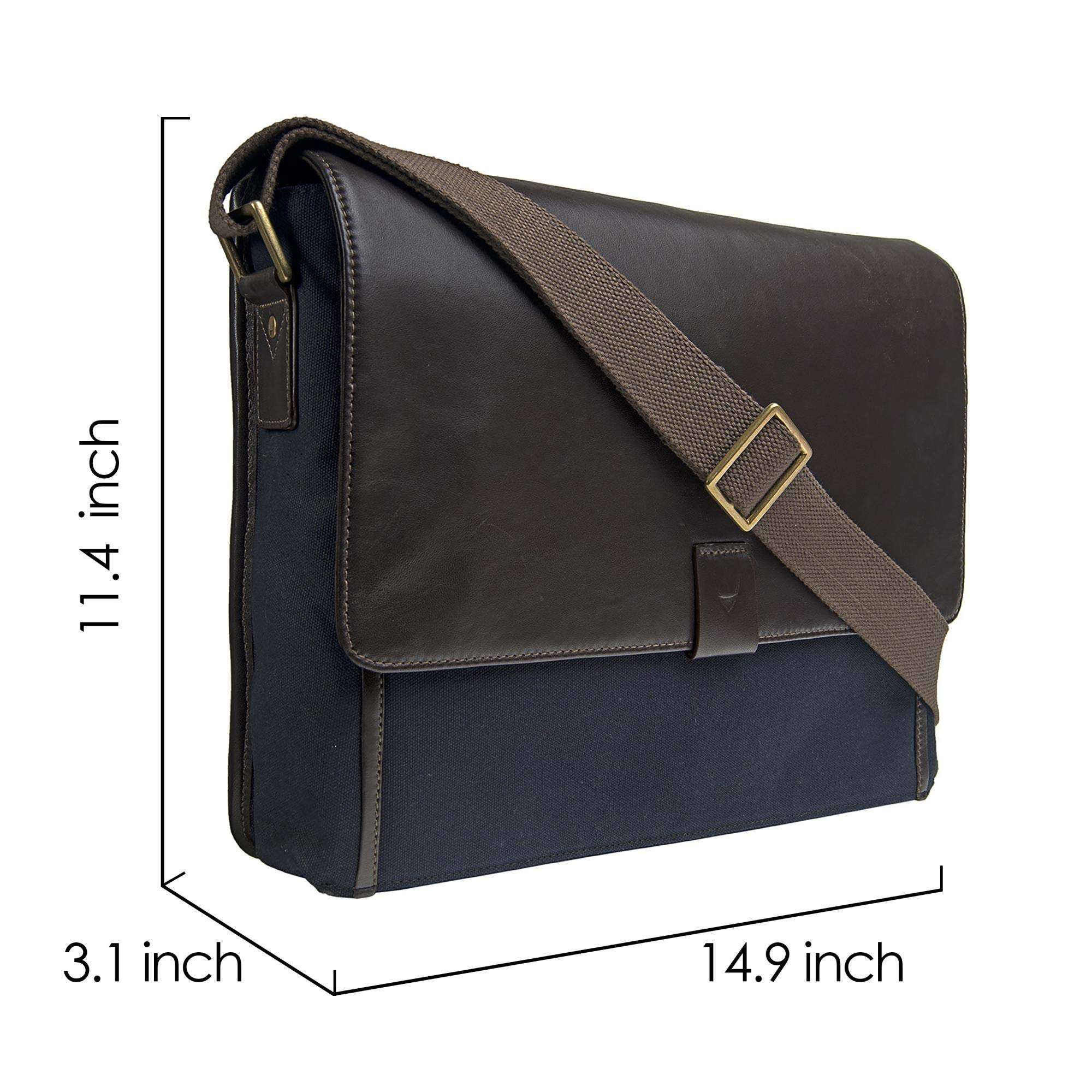 Hidesign Aiden Genuine Leather 15 Inch Laptop Shoulder Messenger Business Bag for Men & Women, Black 4