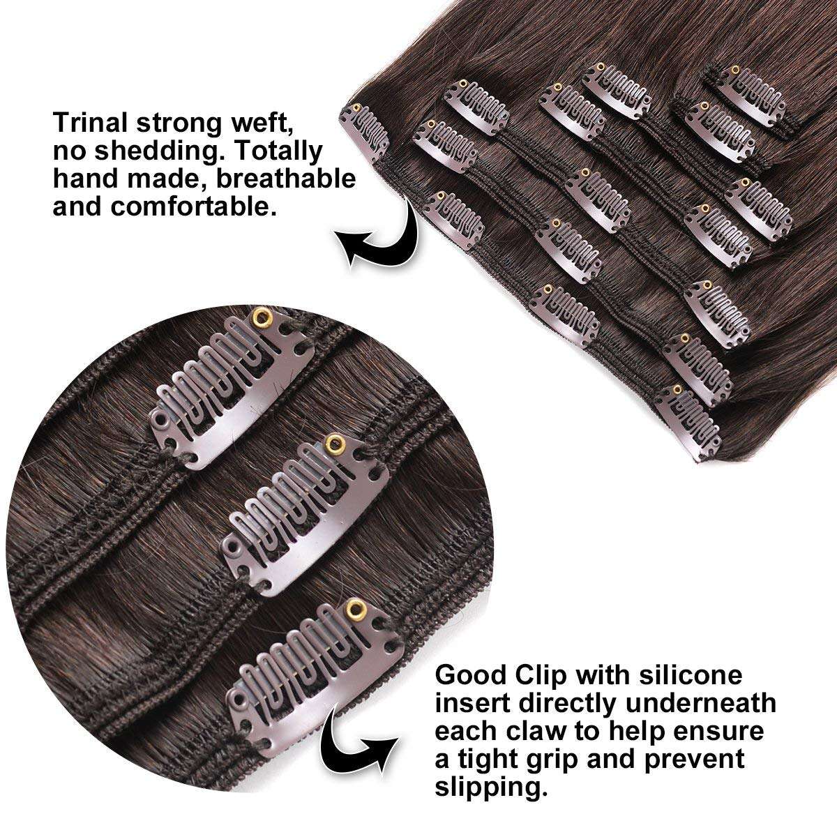 Confidence Real Clip In Human Hair Extension Black (20 Inches, 50 Gram) 4