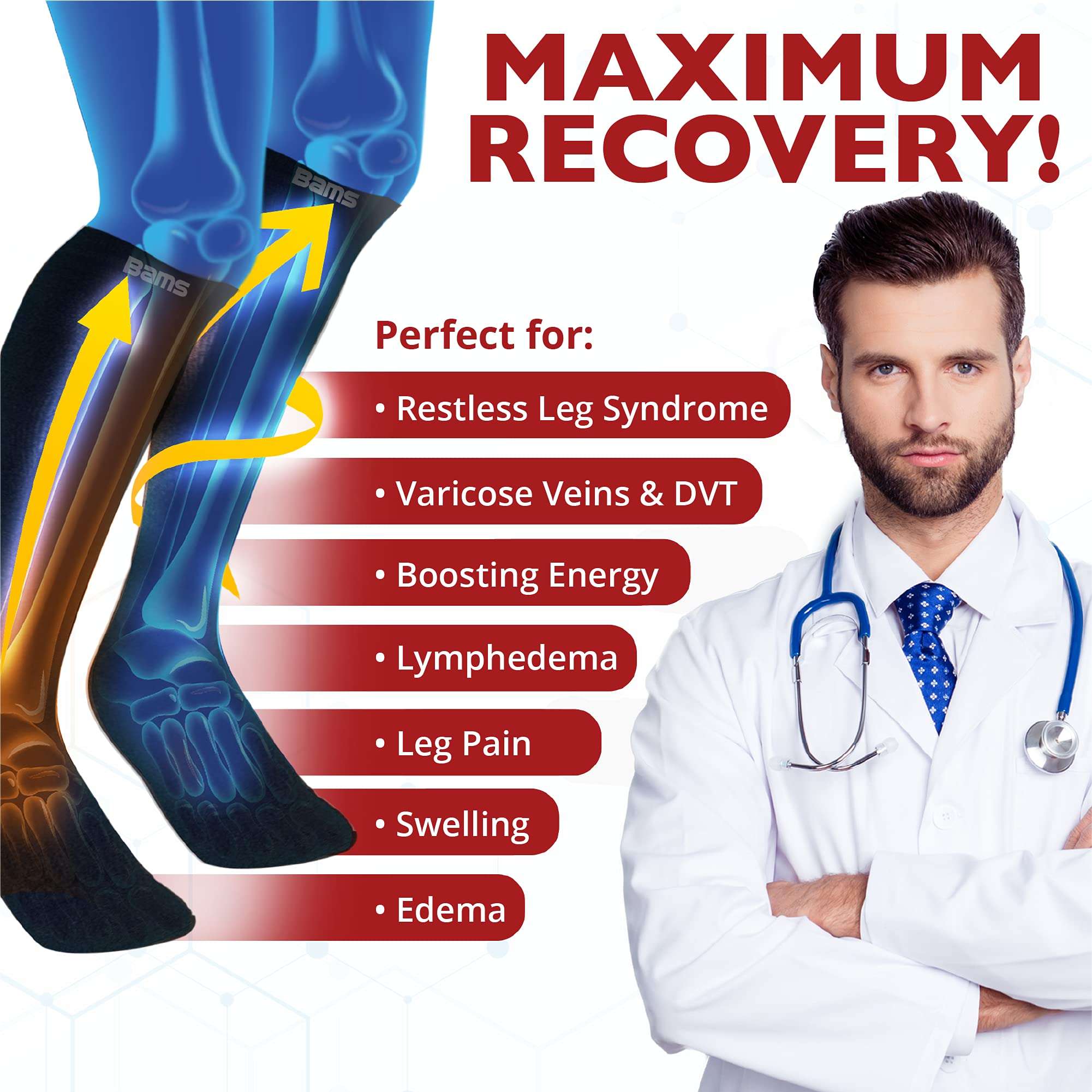 BAMS Plus Size Calf Compression Sleeve for Women & Men, Viscose from Bamboo Extra Wide Leg Support for Shin Splints, Leg Pain Relief and Support, Swelling, Travel 4