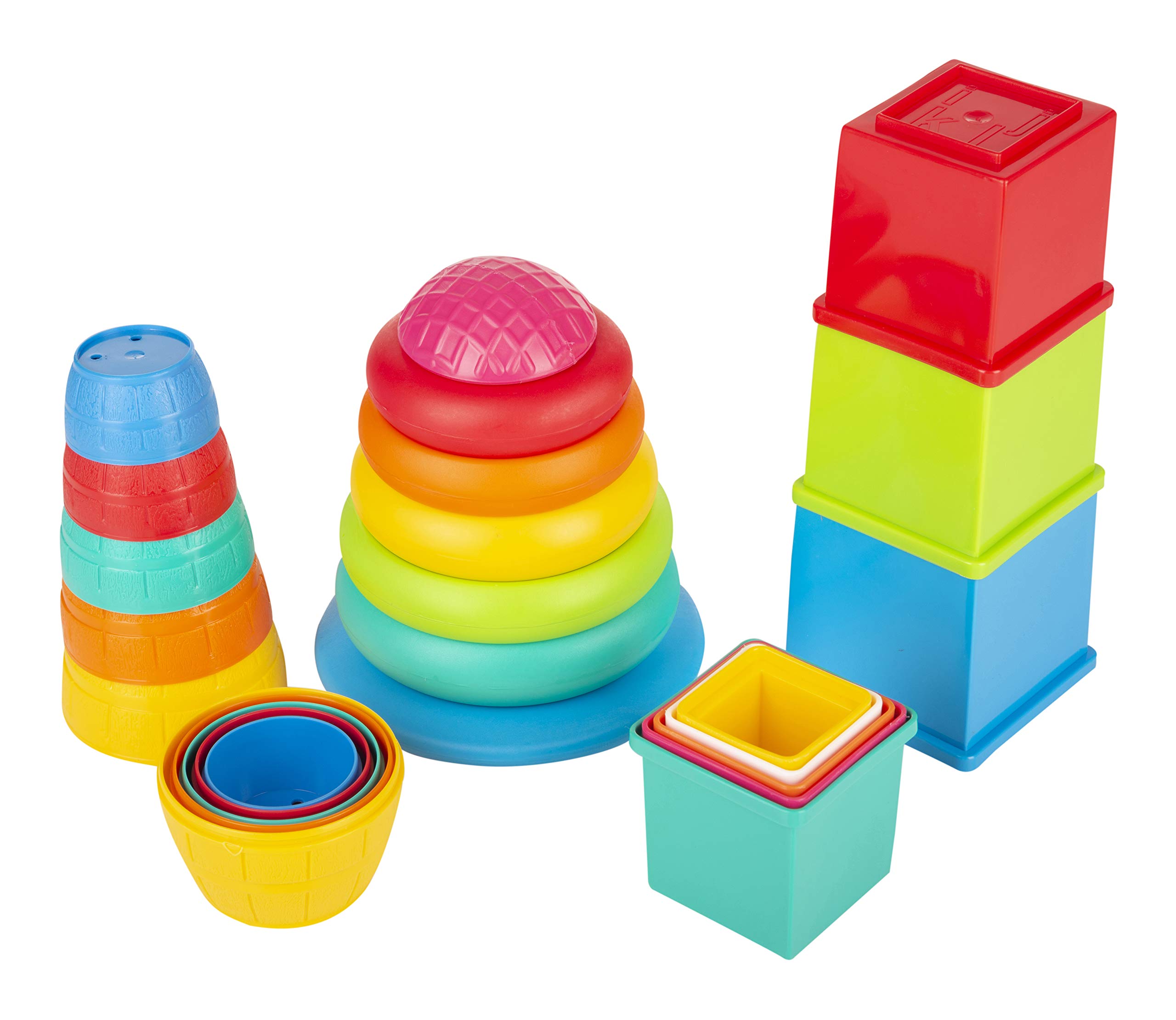 Giggles - Stack A Boat, 2 in 1 Pull Along Toy (Multicolor) & Giggles - Stack N Nest Toy, Multicolour 3 in 1 Gift Set 6