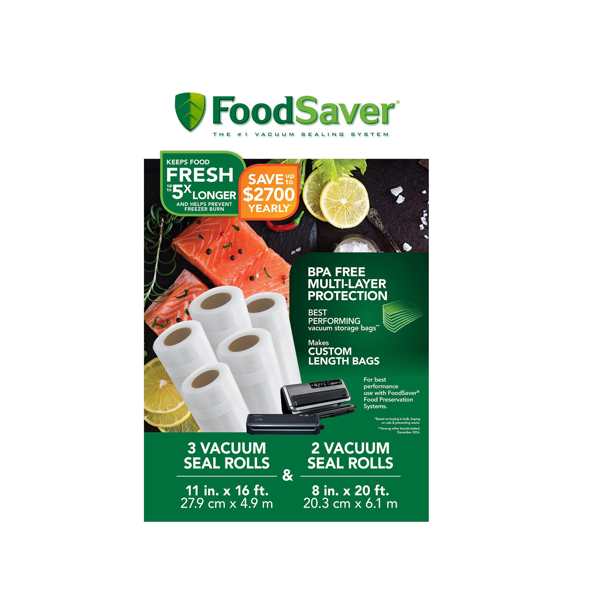 FoodSaver Vacuum Sealer Bags for Extra Large Items, Rolls for Custom Fit Airtight Food Storage and Sous Vide (Packaging May Vary) 5
