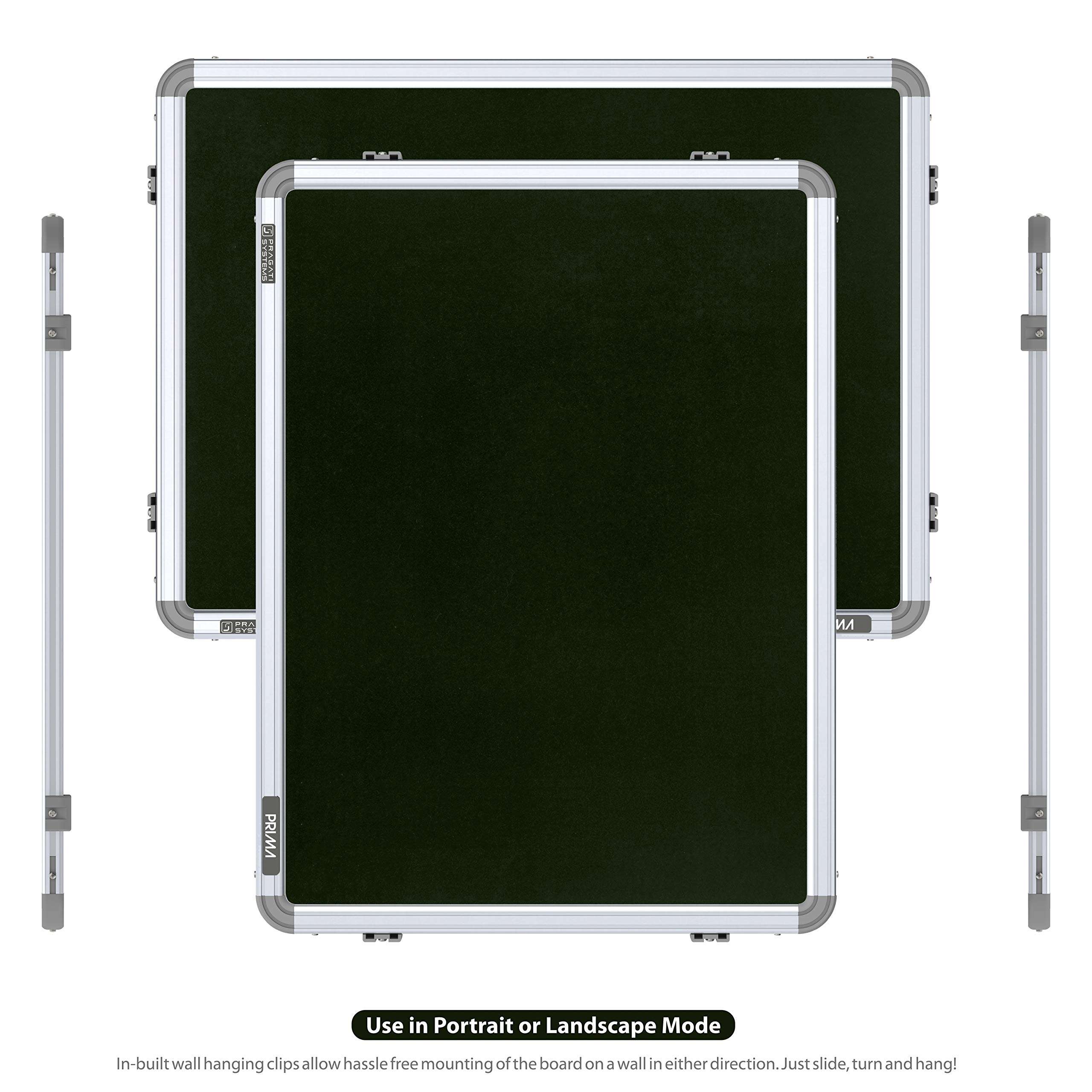 Pragati Systems® Prima Pin-up Display Board for Home, Kids, Office & School (PPUG4560), Heavy-Duty Aluminium Frame, 1.5x2 Feet, Green (Pack of 1) 5