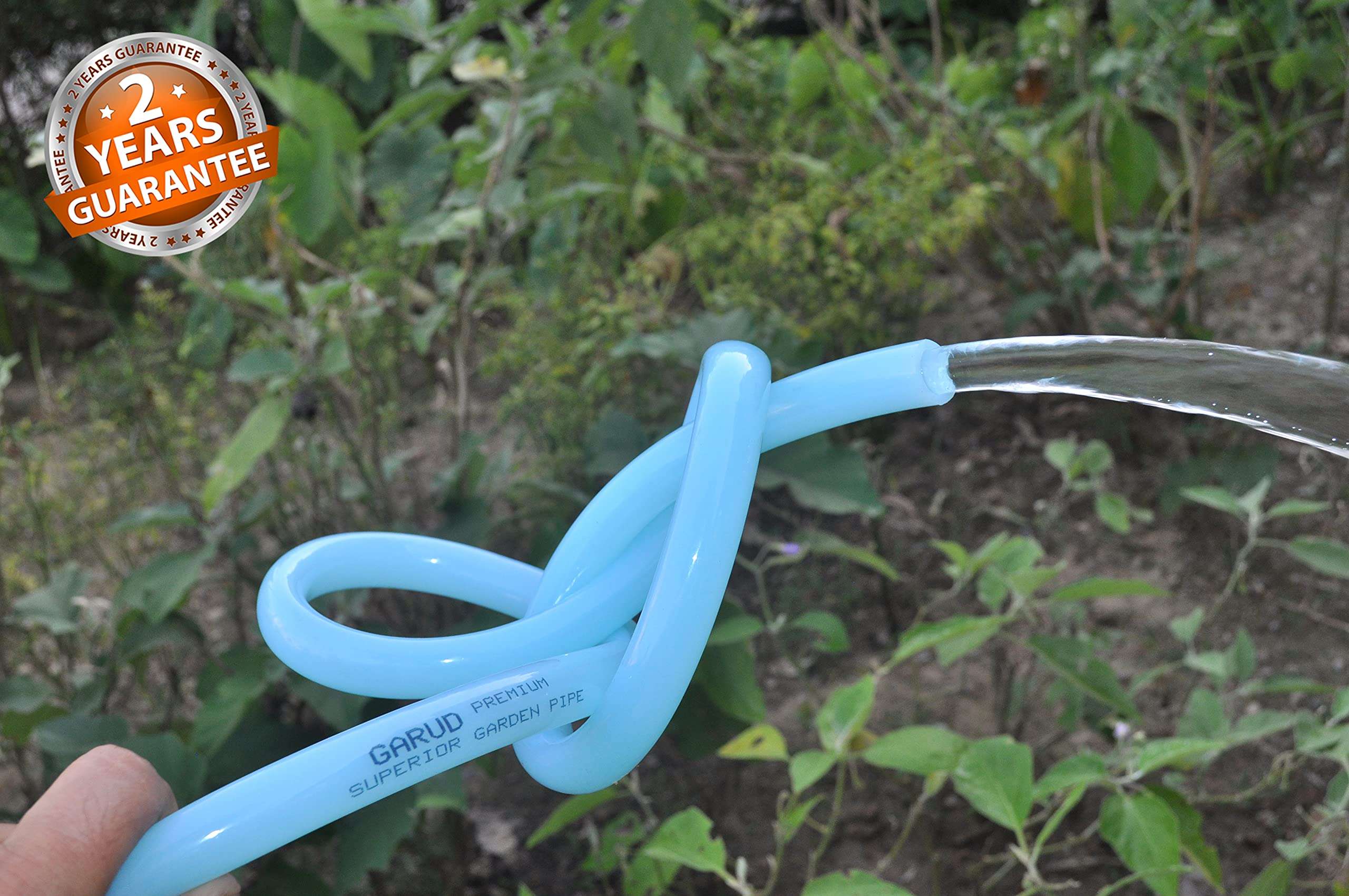 Garud Pipes 2 Years Guarantee Garud Pipes Combo - 8 Pattern Sprinkler & Garud Premium Heavy Duty Garden Hose Water Pipe (0.5", 30M, 100 FT, Light Blue) 5