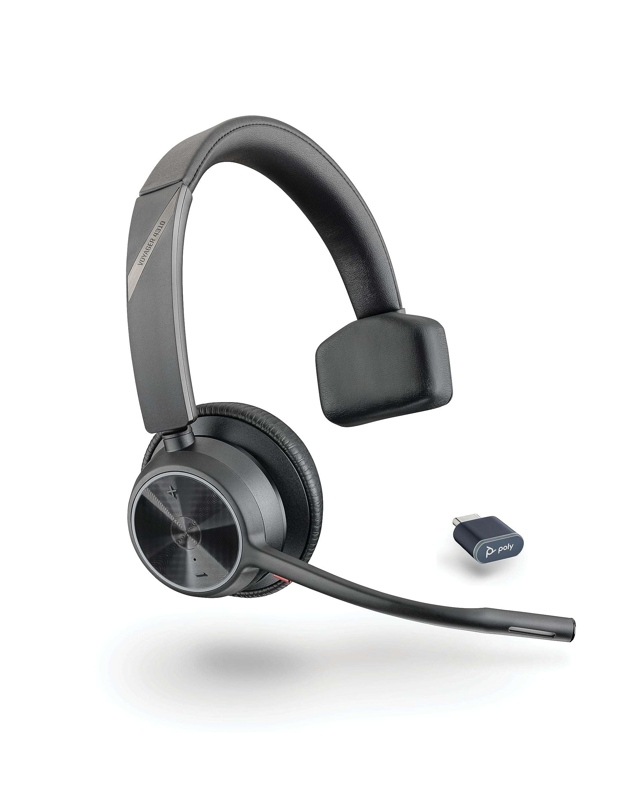 Poly Voyager 4310 UC Wireless Headset (Plantronics) - Single-Ear Bluetooth Headset w/Noise-Canceling Mic - Connect PC/Mac/Mobile via Bluetooth - Works w/Teams, Zoom, & More - Amazon Exclusive 1