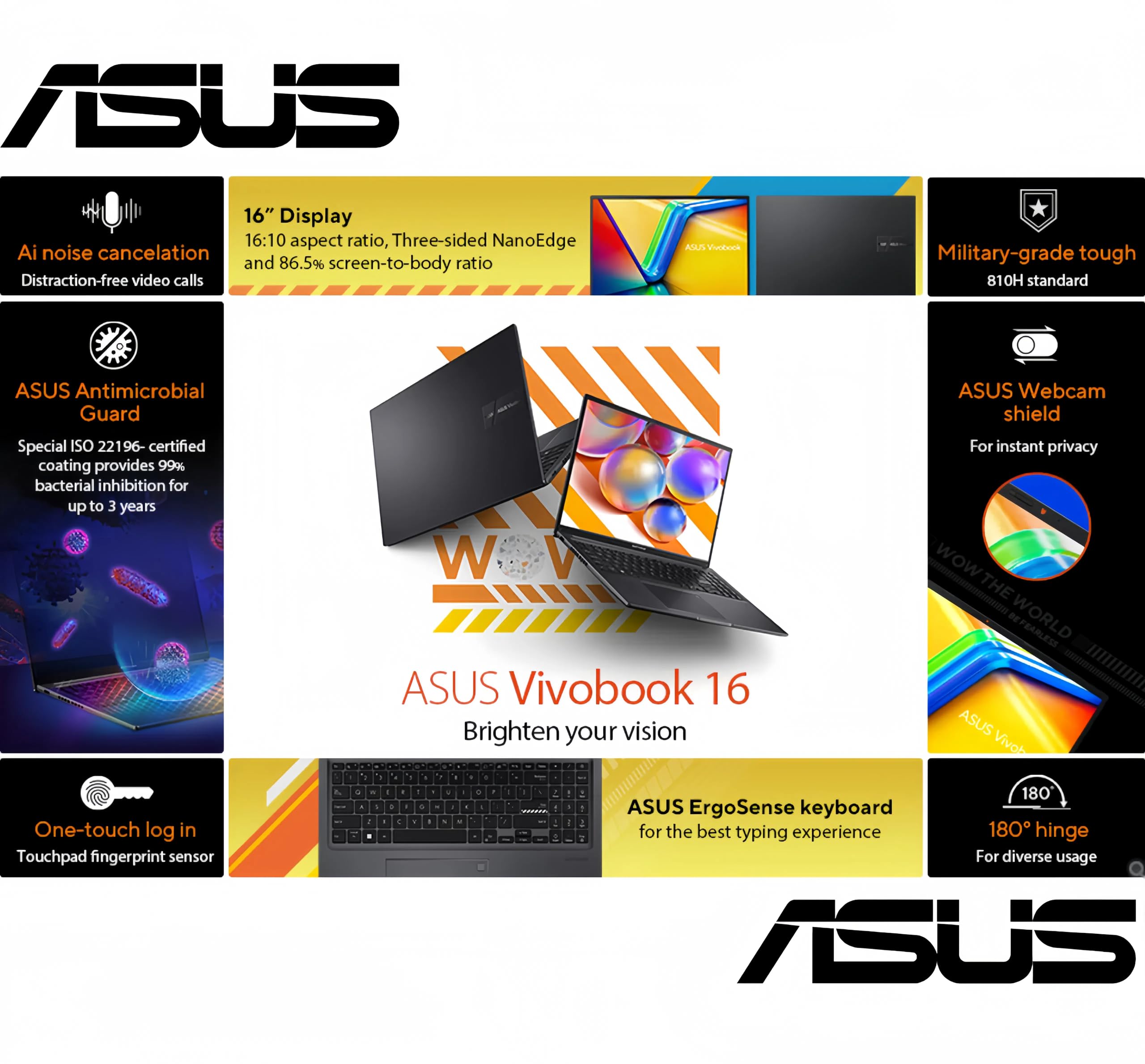 ASUS VivoBook 16, WUXGA (1920 x 1200) Display, AI 2024 Laptop, AMD Ryzen 7 Pro 7730U, Wi-Fi 6E, 720p Webcam, Backlit KB, Fingerprint, Webcam, Alexa, Win11 Pro, w/HDMI (40GB RAM | 2TB SSD HDMI) 2