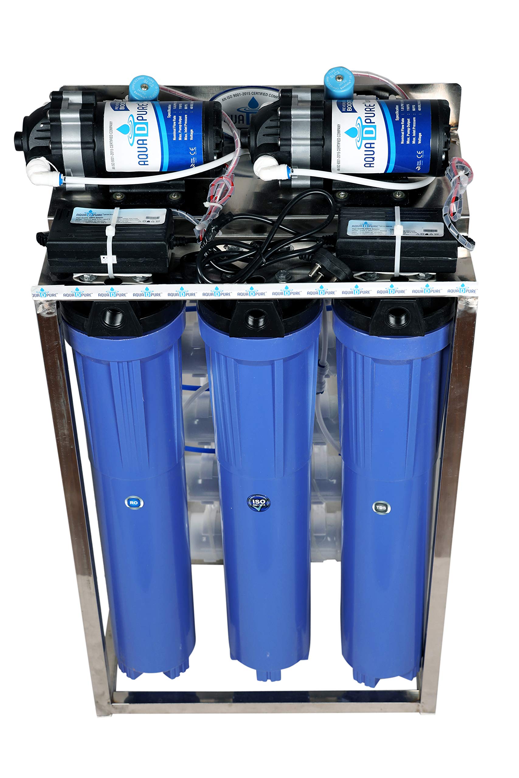 Aquadpure 50 LPH Commercial RO Water Purifier Plant/Filter Double Purification 50 litre per hour TDS Adjuster, Auto Shut off with Cover 2