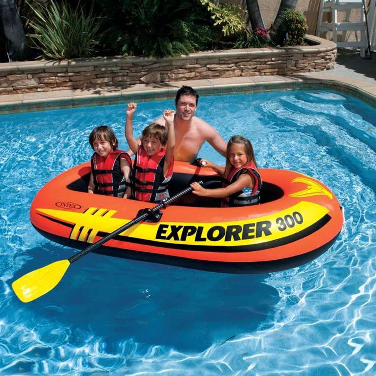 Intex Inflatable Explorer 300 Boat, Multi Color 3