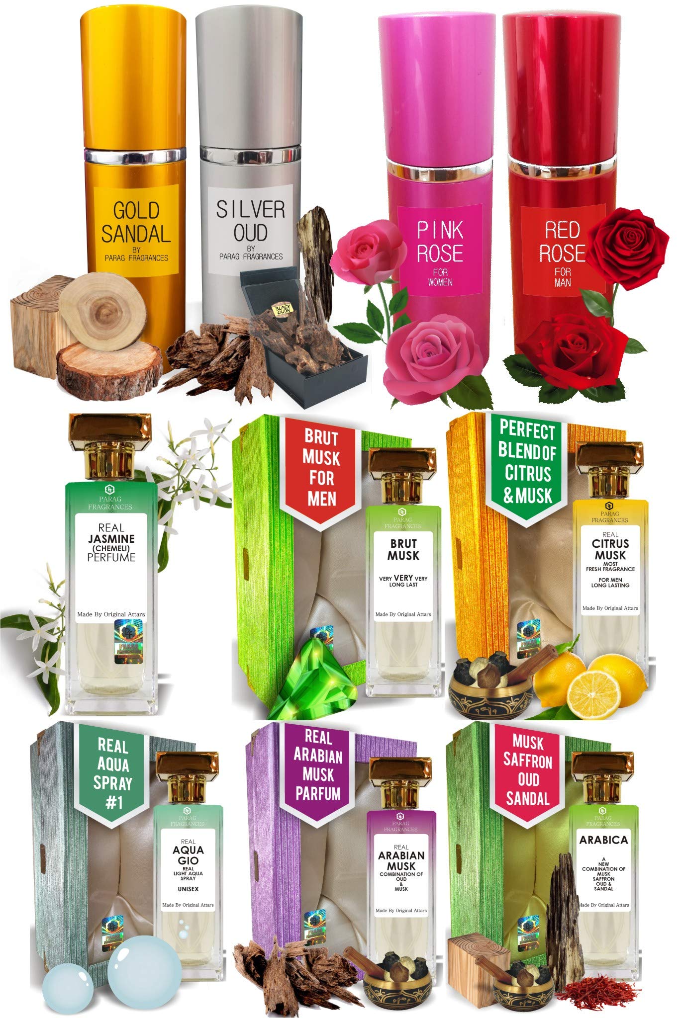 Parag Fragrances Gold Sandal And Silver Oudh Attar Perfume Each 60ml (Made From Attars For Staying Long on Clothes) Natural Spray Perfume Attar For Men/Unisex (Contain Aqua & Denat Alcohol) 5