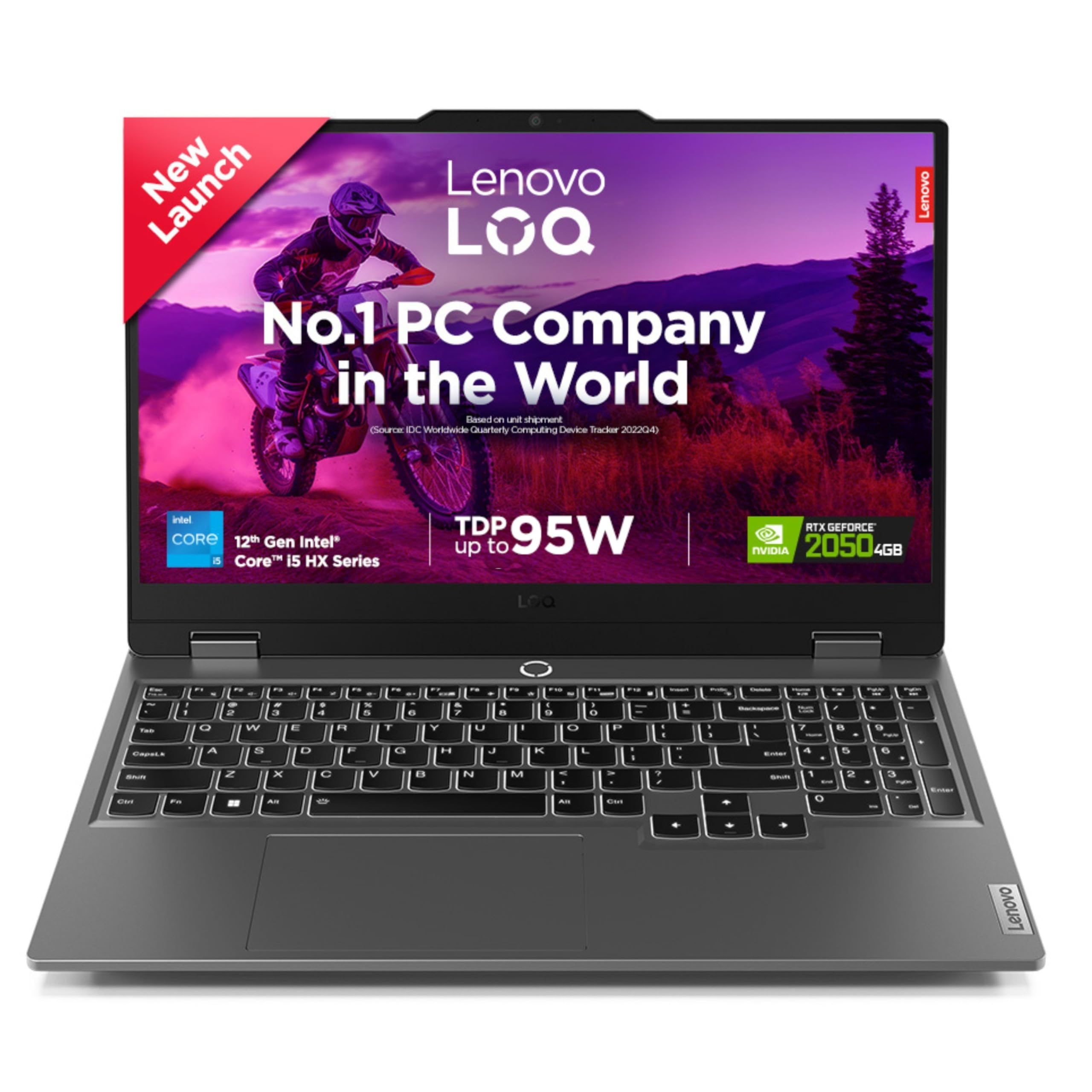Lenovo LOQ Intel Core i5-12450HX 15.6" (39.6cm) 144Hz 300Nits FHD Gaming Laptop (12GB/512GB SSD/Win 11/NVIDIA RTX 2050 4GB/100% sRGB/3 Month Game Pass/Luna Grey/2.4Kg), 83GS008VIN 1