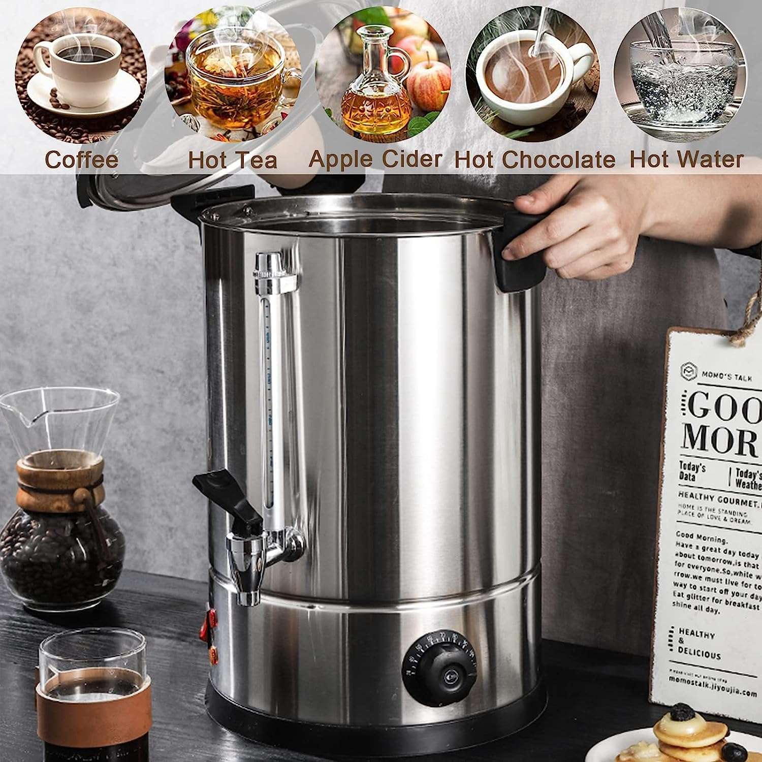 Commercial Stainless Steel Coffee Urn, Quick Brewing Large Coffee Maker,Automatic Hot Water Dispenser For Home Party Office Large Crowds Coffee Dispenser(15L) 5